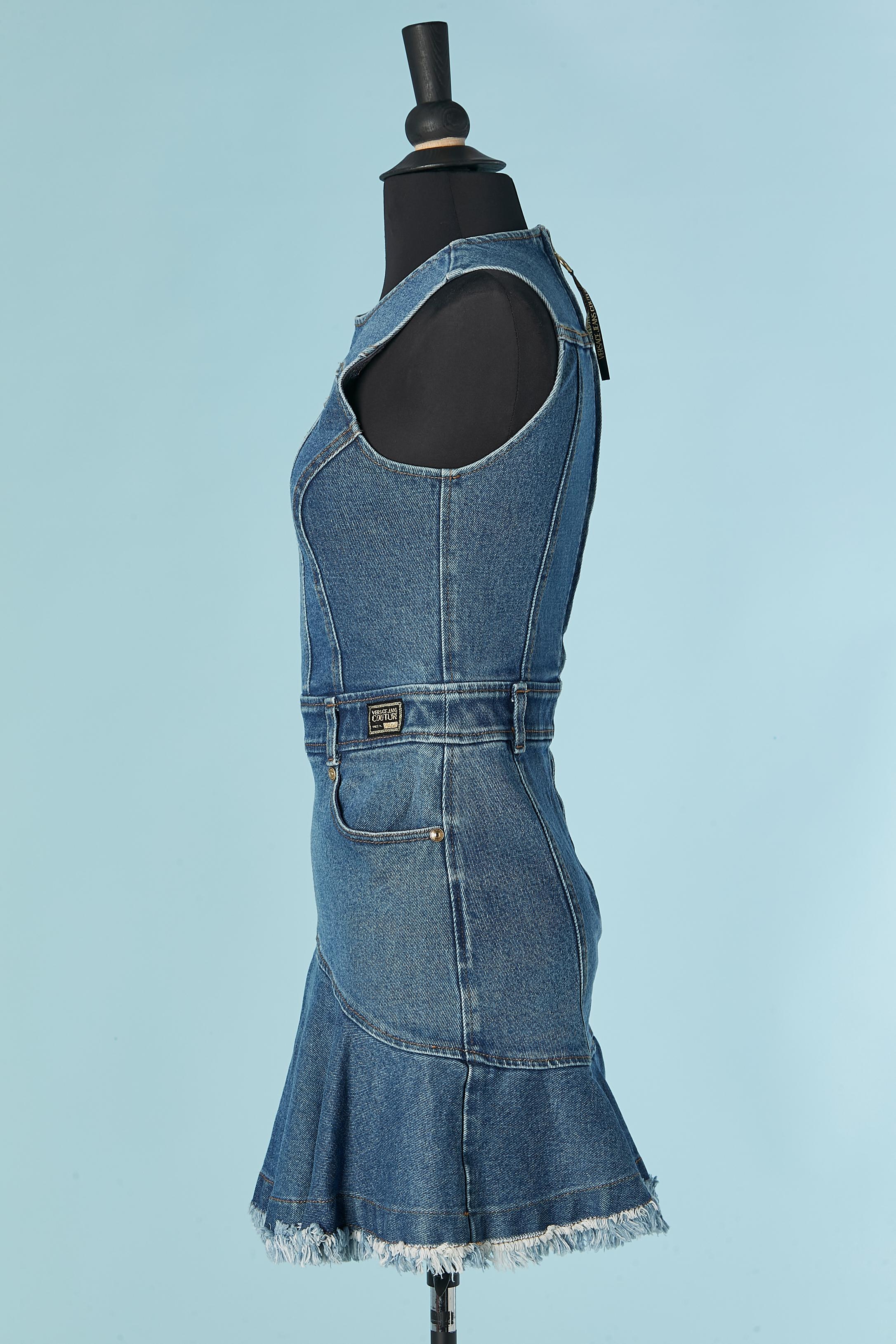 Ärmelloses Kleid aus Jeansstoff VERSACE COUTURE im Angebot 1