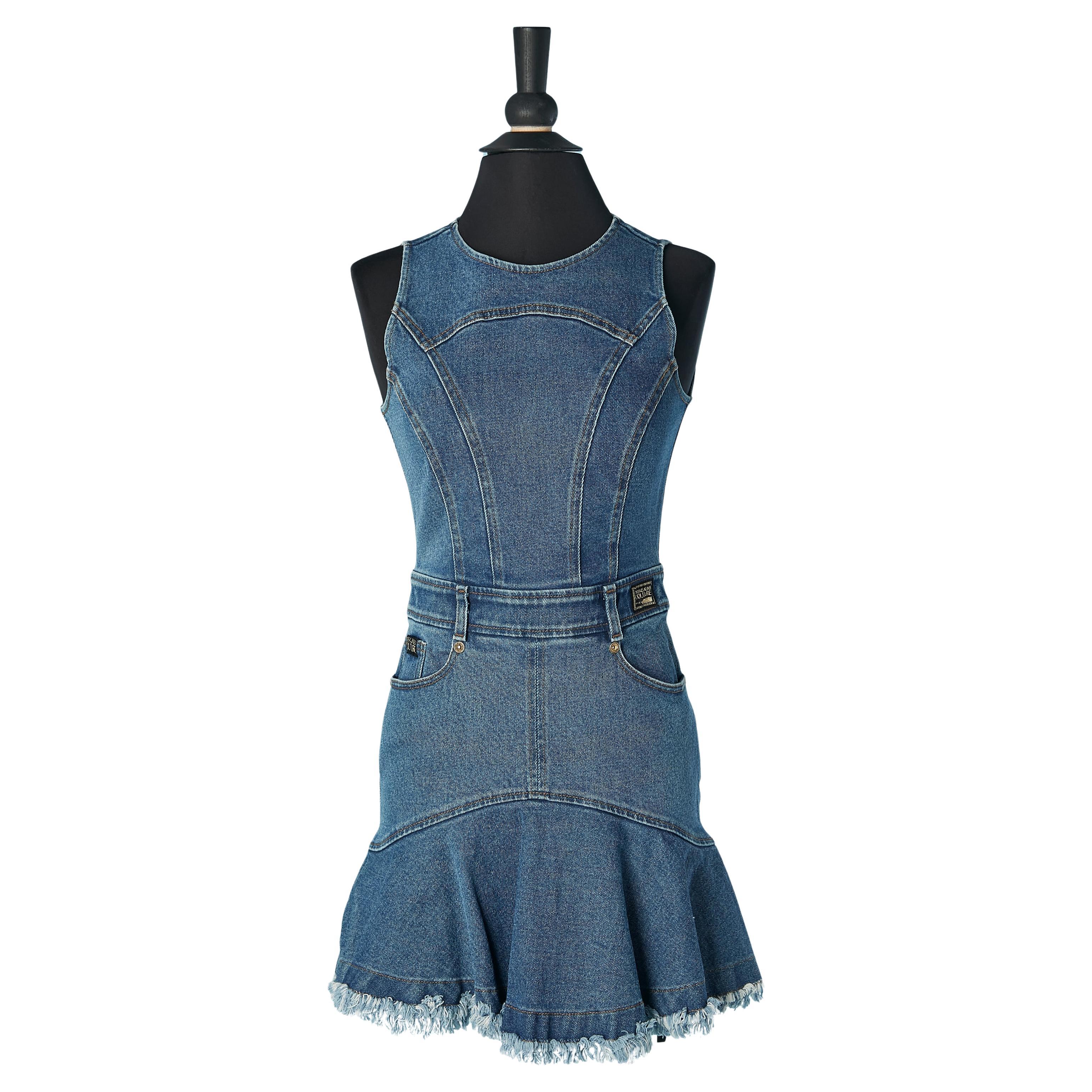Ärmelloses Kleid aus Jeansstoff VERSACE COUTURE im Angebot