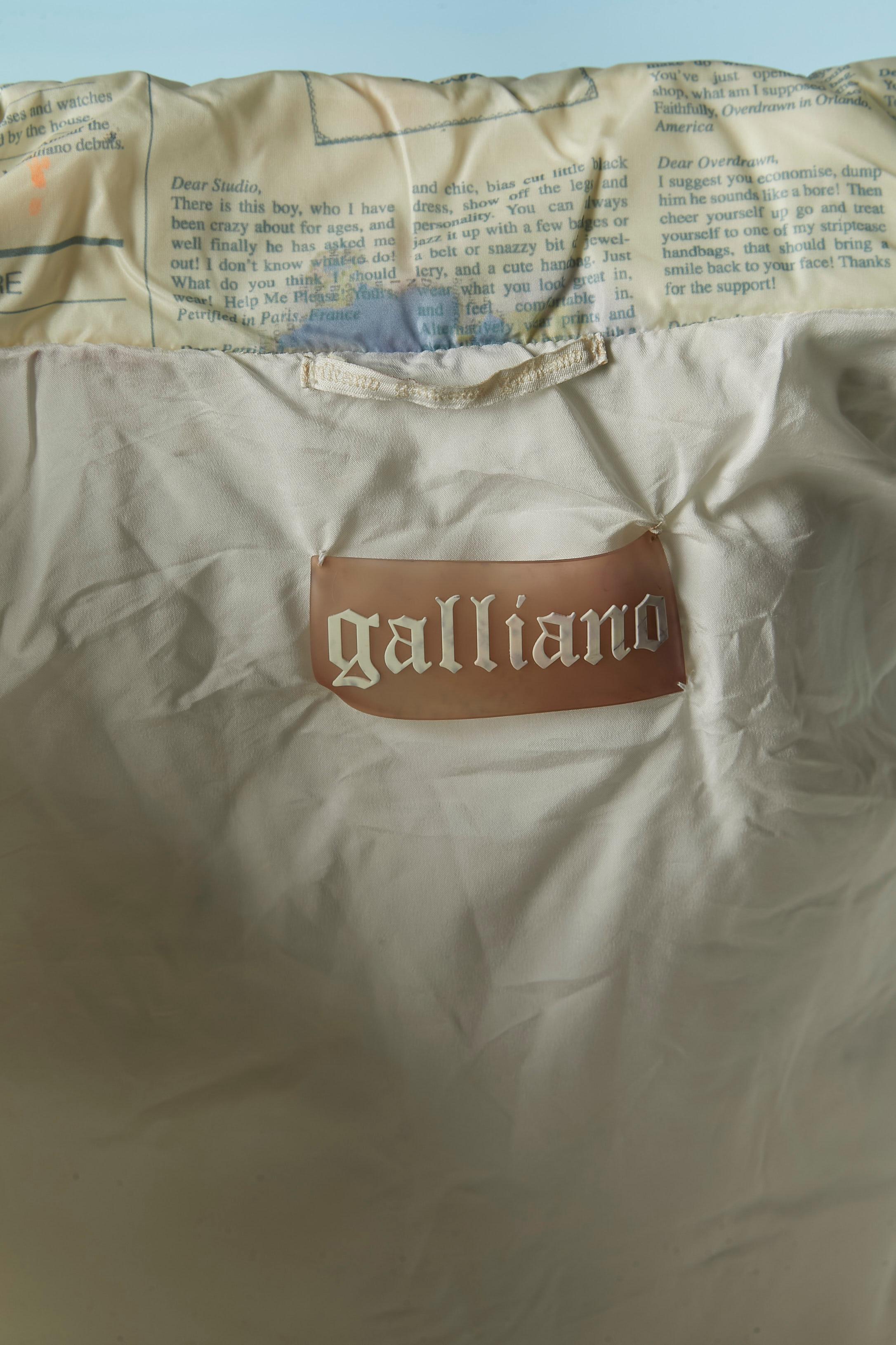 Sleeveless down jacket with Gazette print on GALLIANO For Sale 3