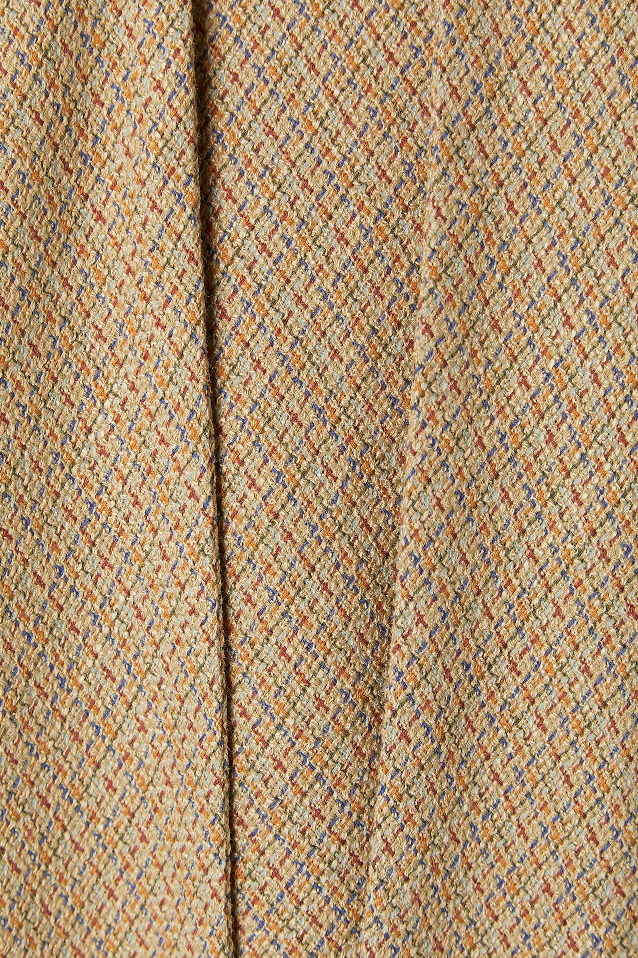 Brown Sleeveless dress and coat ensemble in thin wool and silk tweed CHANEL Boutique For Sale