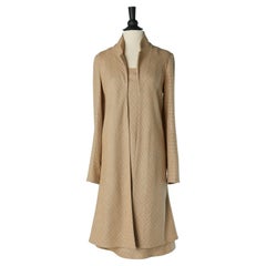 Ärmelloses Kleid und Mantel-Ensemble aus dünner Wolle und Seiden Tweed CHANEL Boutique