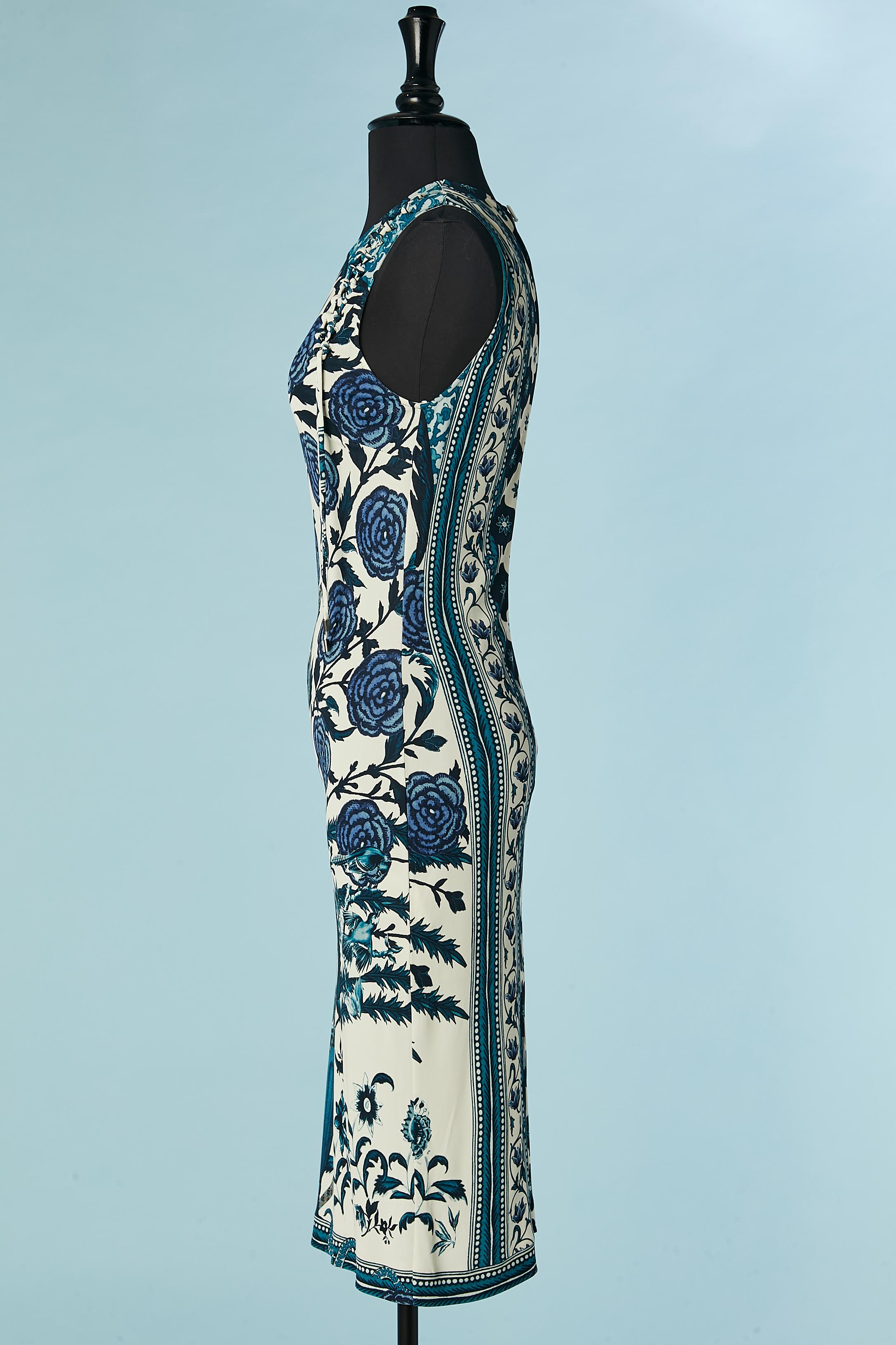 Robe sans manches en rayonne avec imprimé fleurs et serpent Roberto Cavalli  en vente 1