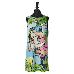 Sleeveless dress with "Comics" print on Boutique Moschino