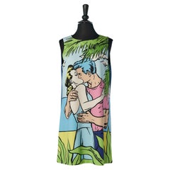 Sleeveless dress with "Comics" print on Boutique Moschino 