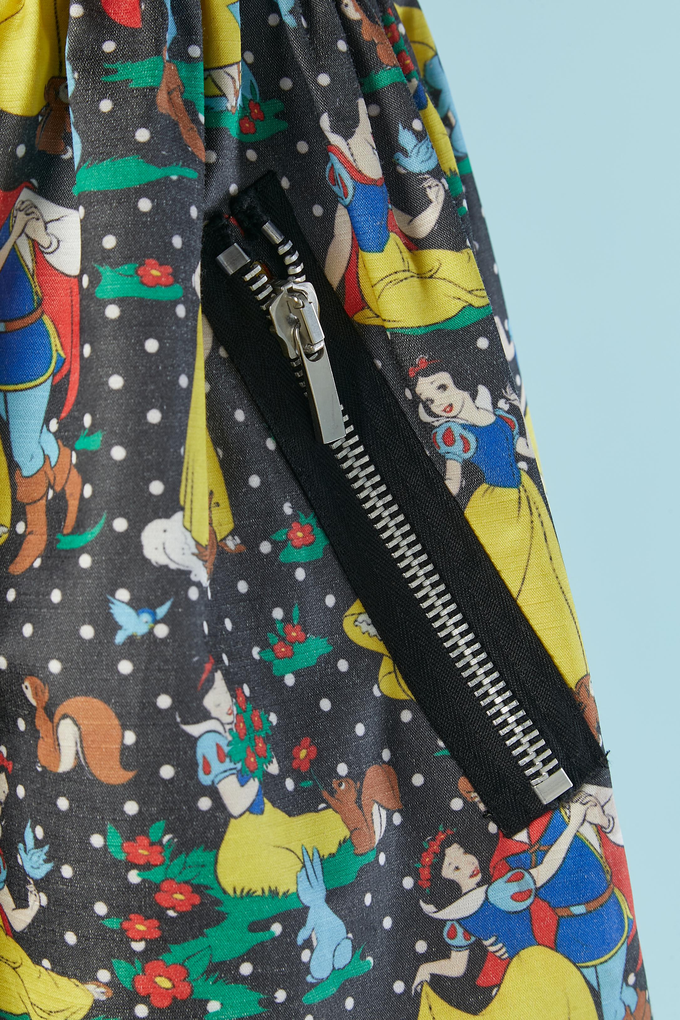 Black Sleeveless dress with White Snow print JC/DC Jean-Charles de Castelbajac For Sale