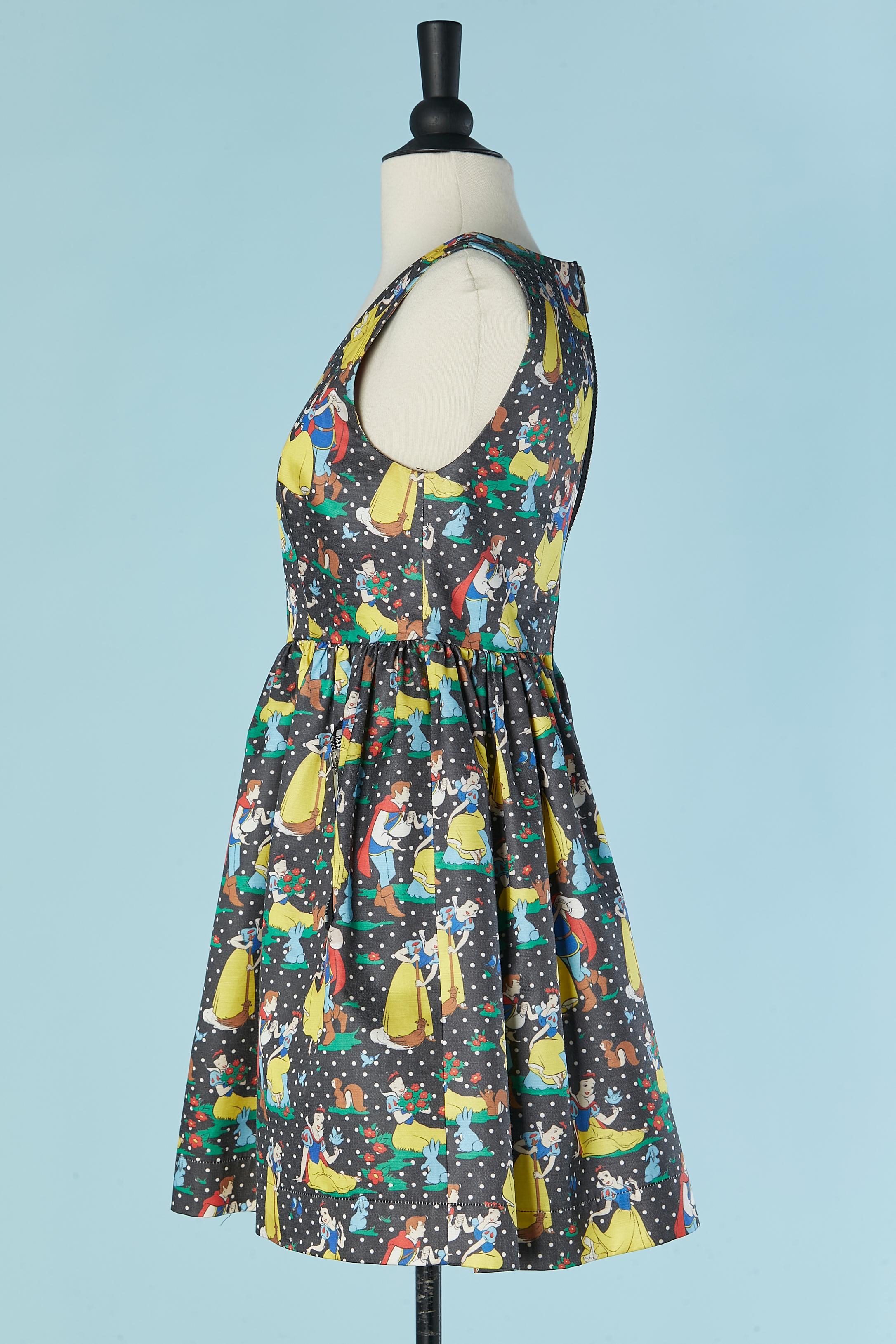 Sleeveless dress with White Snow print JC/DC Jean-Charles de Castelbajac In Excellent Condition For Sale In Saint-Ouen-Sur-Seine, FR