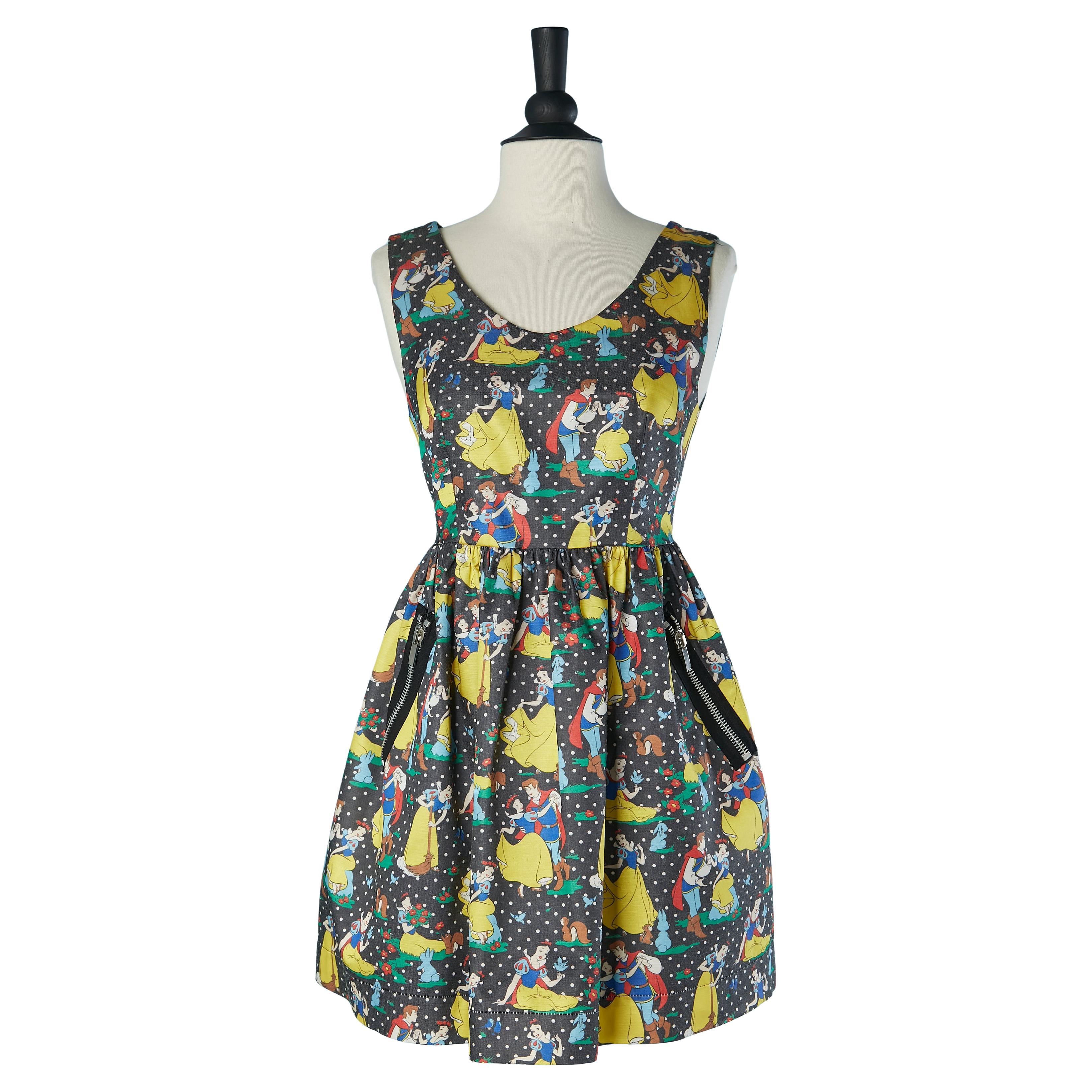 Sleeveless dress with White Snow print JC/DC Jean-Charles de Castelbajac For Sale