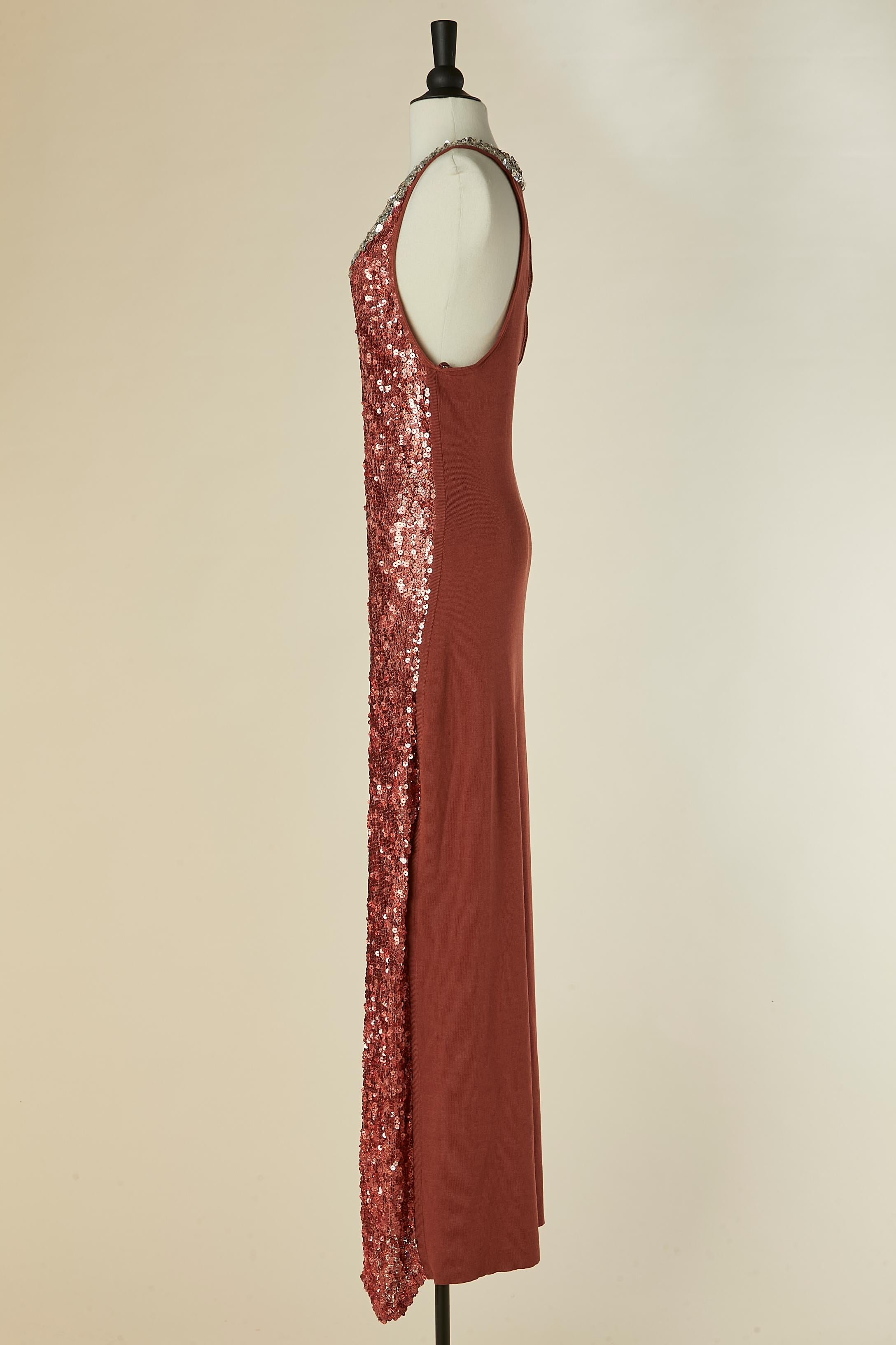 Robe de soirée sans manches en paillettes et tricot rose SONIA RYKIEL Neuve avec étiquette en vente 1