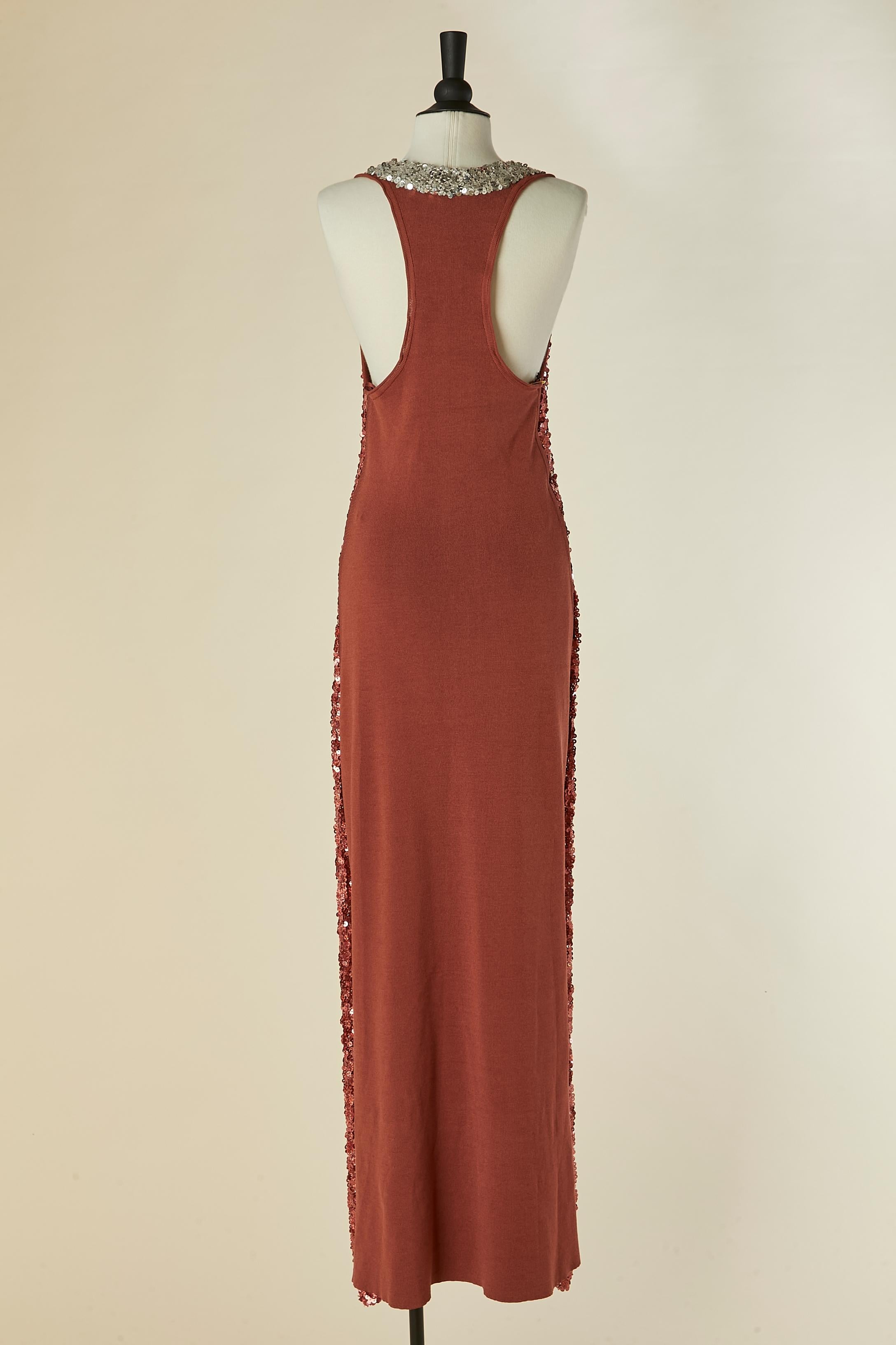 Robe de soirée sans manches en paillettes et tricot rose SONIA RYKIEL Neuve avec étiquette en vente 2