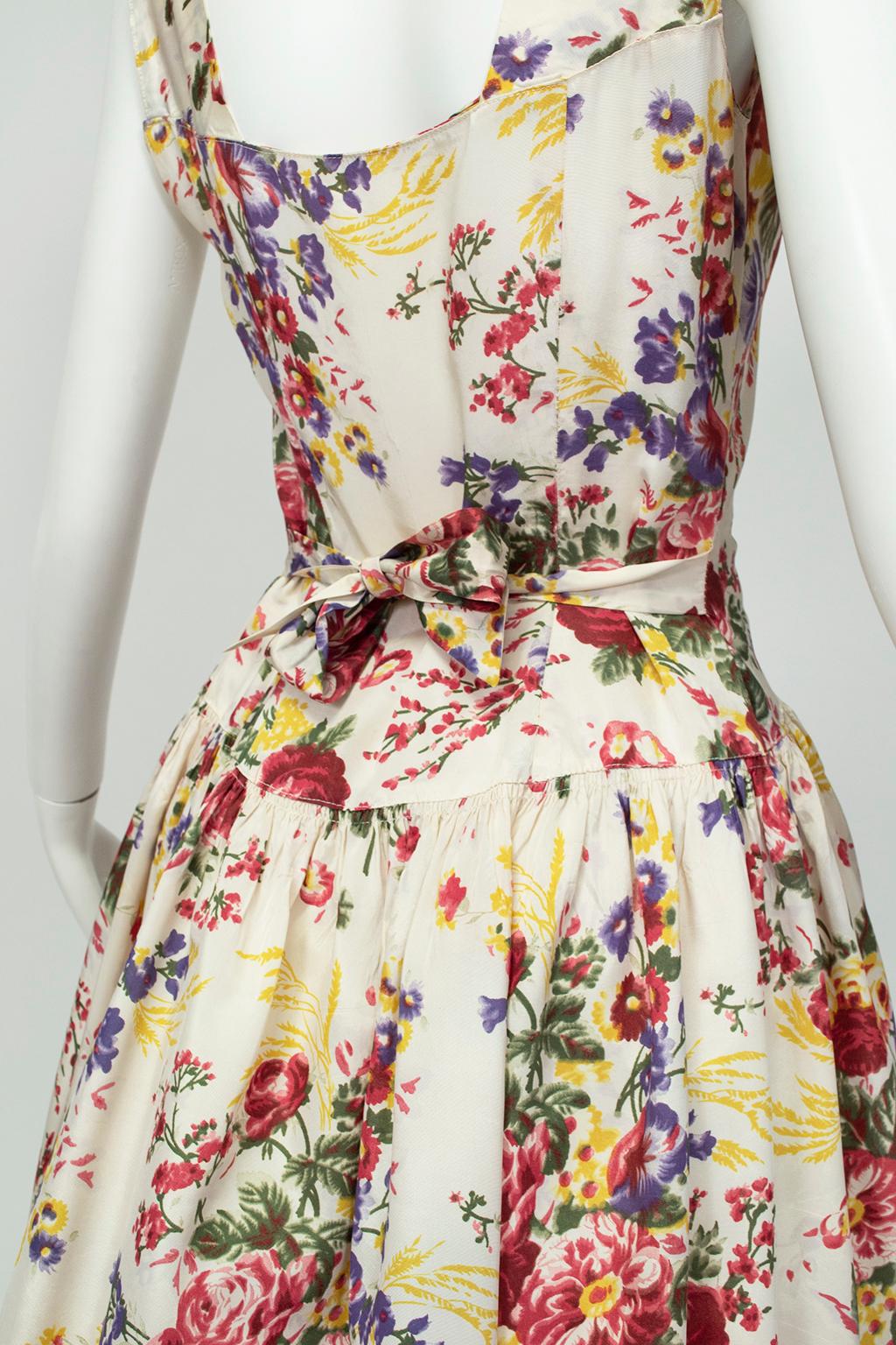 Sleeveless Floral Sweetheart Patio Gown Sundress with Full Skirt – XXS, 1930s 2