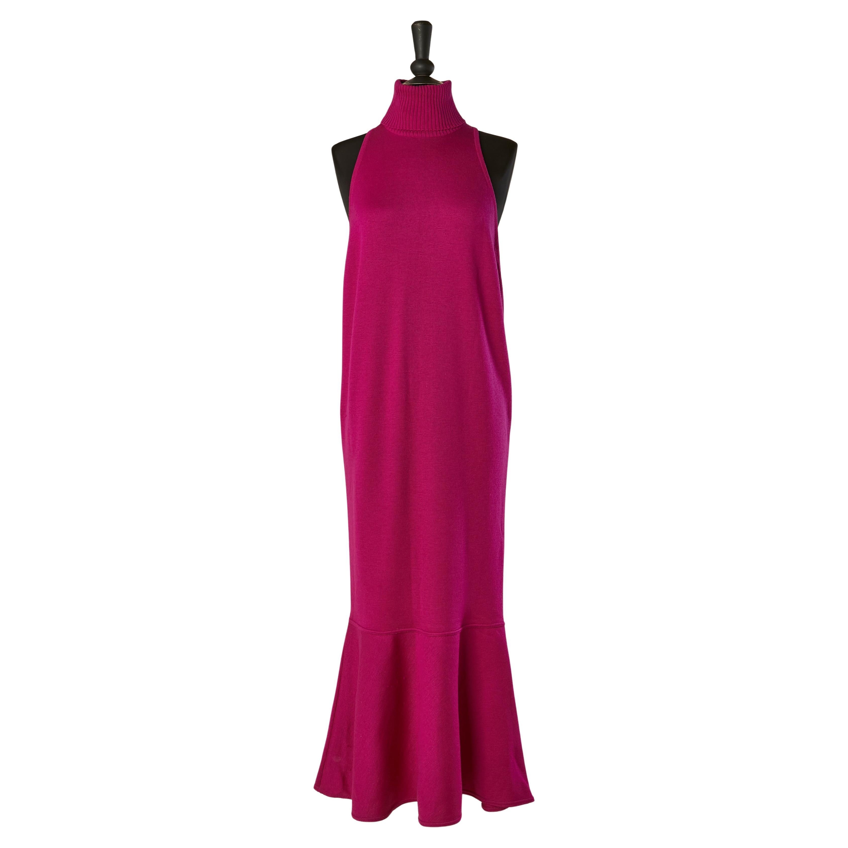 Sleeveless fushia wool knit dress KARL LAGERFELD