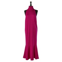 Robe sans manches en maille de laine fushia KARL LAGERFELD