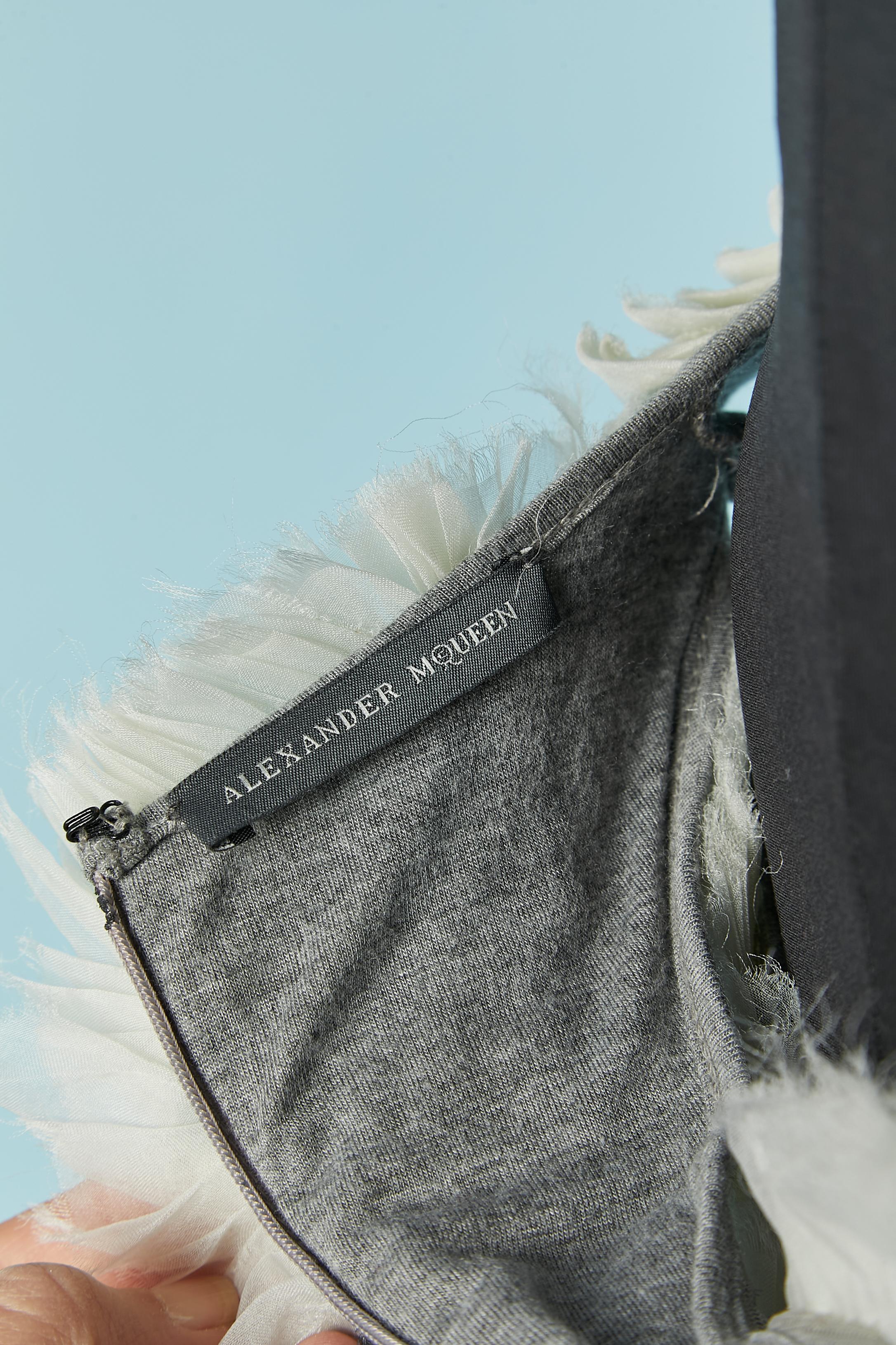 Sleeveless grey jersey dress with organza tie&dye ruffles ALEXANDER McQUEEN For Sale 2
