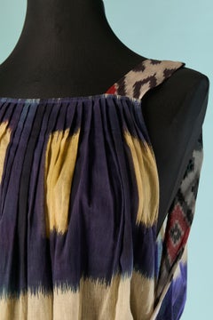 Top senza maniche in cotone con stampa Ikat, annodato sul davanti, Dries van Noten
