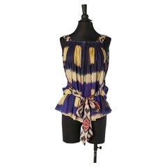 Top senza maniche in cotone con stampa Ikat, annodato sul davanti, Dries van Noten