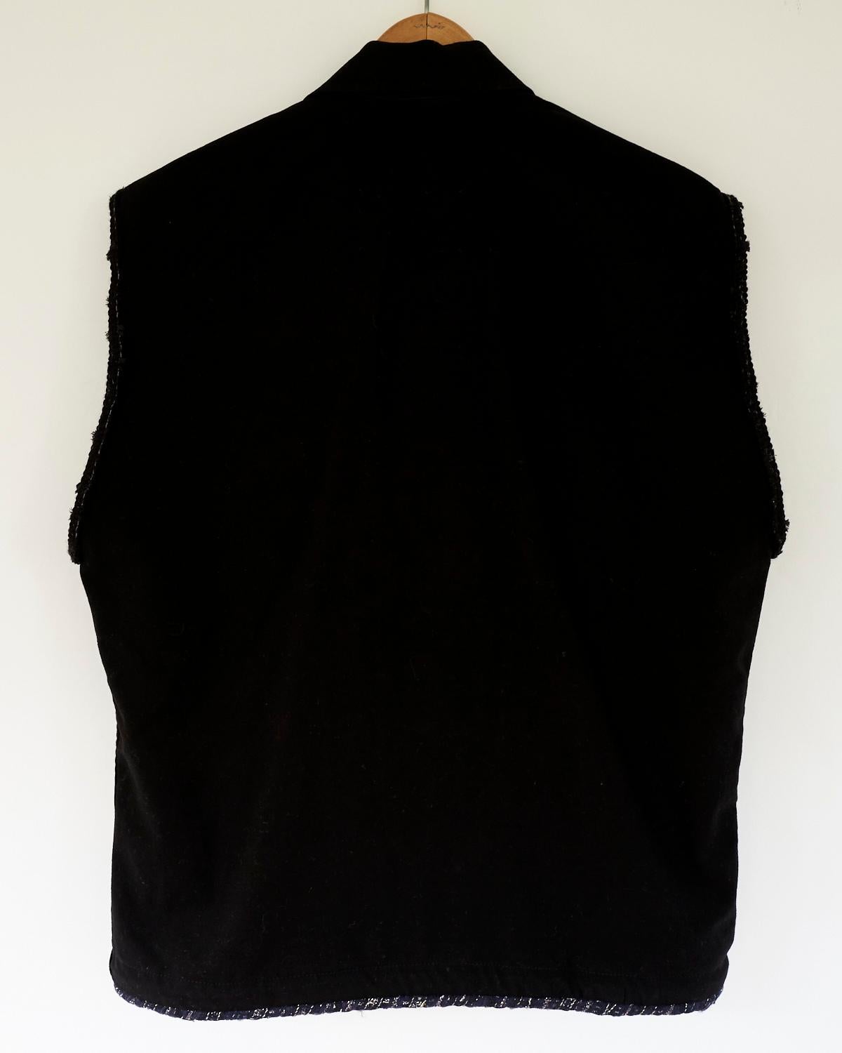 Embellished Sleeveless Jacket Vest Silver Button Military Black Tweed J Dauphin 1