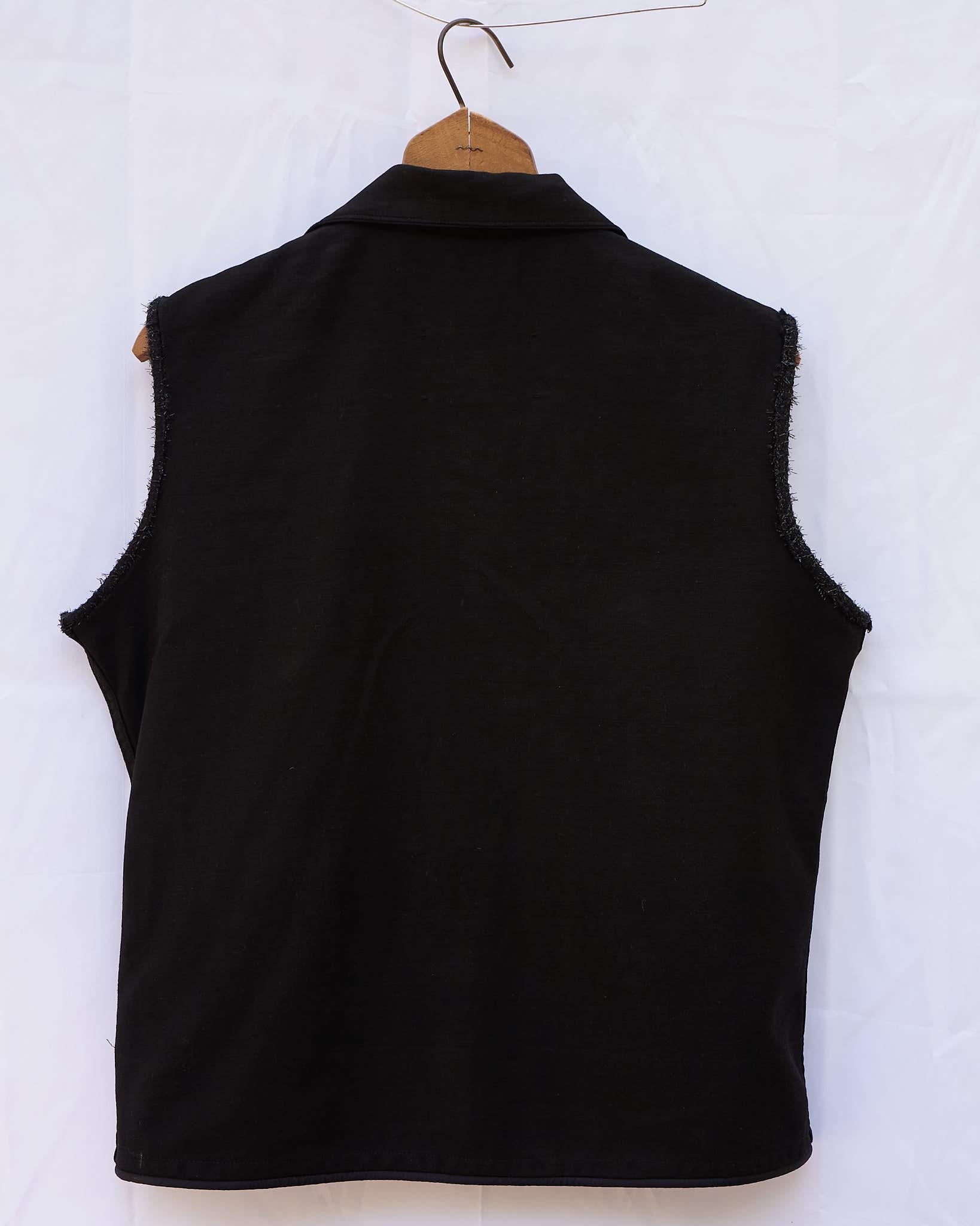 Women's Sleeveless Jacket Vest Embellished Black Lilac Lurex Brocade J Dauphin