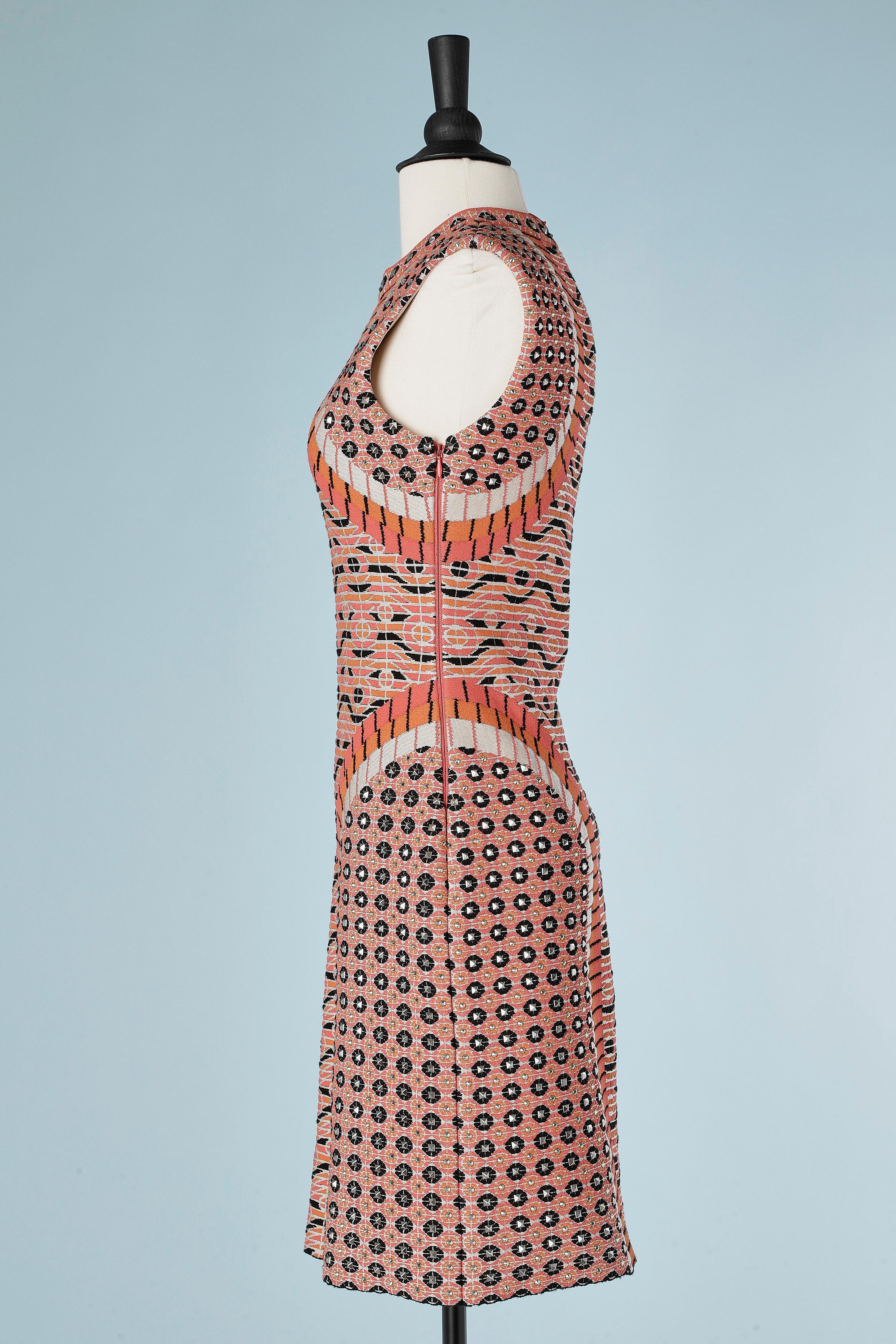 Sleeveless jacquard knit dress with metal studs AlaÏa In New Condition For Sale In Saint-Ouen-Sur-Seine, FR