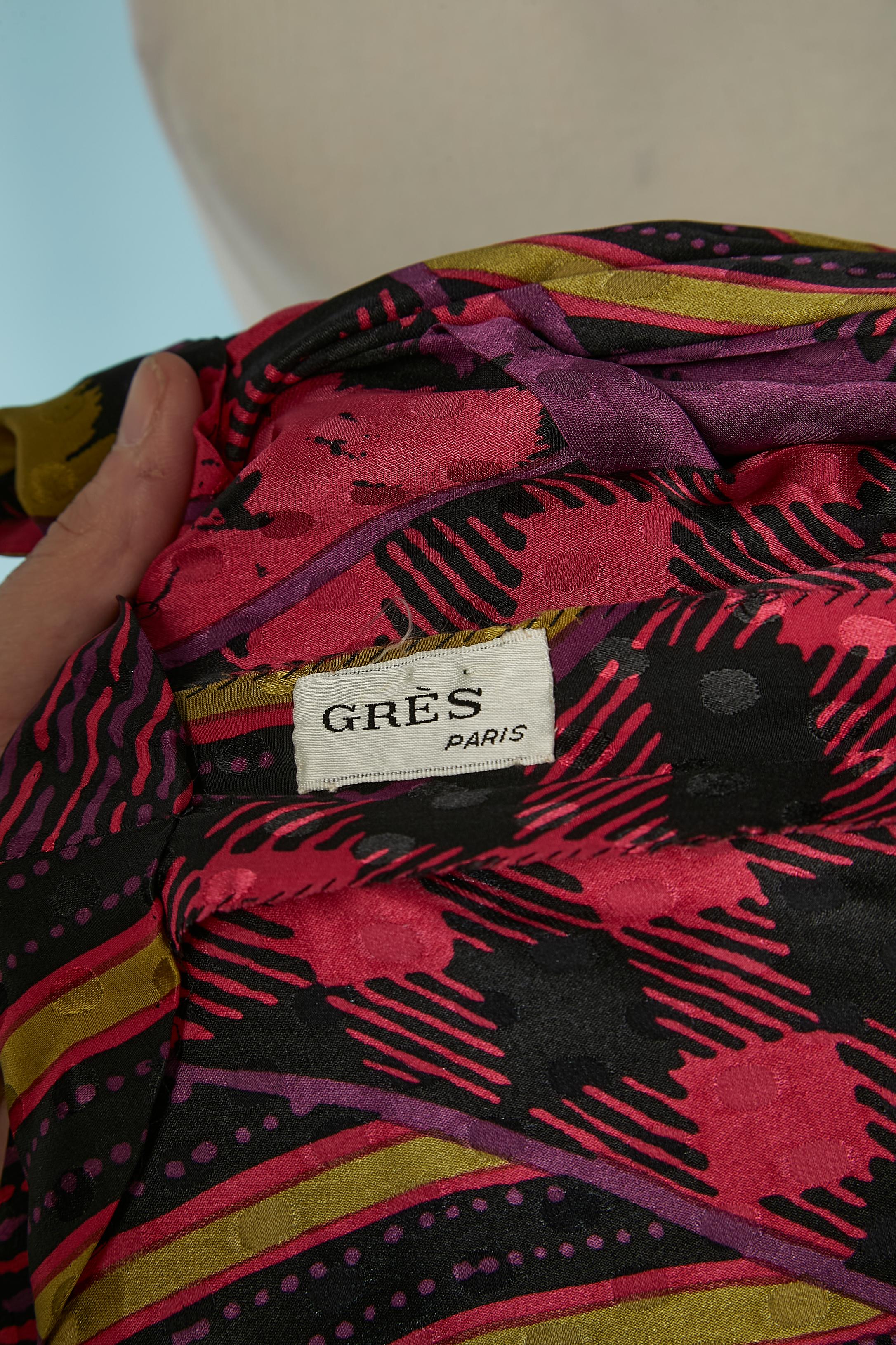 Robe sans manches en jacquard imprimé avec superposition de drapés asymétriques Grès Paris 4