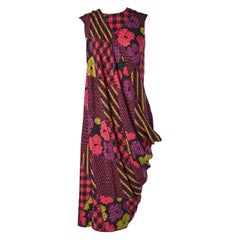 Ärmelloses Kleid aus bedrucktem Jacquard mit asymmetrisch drapiertem Überwurf Grès Paris
