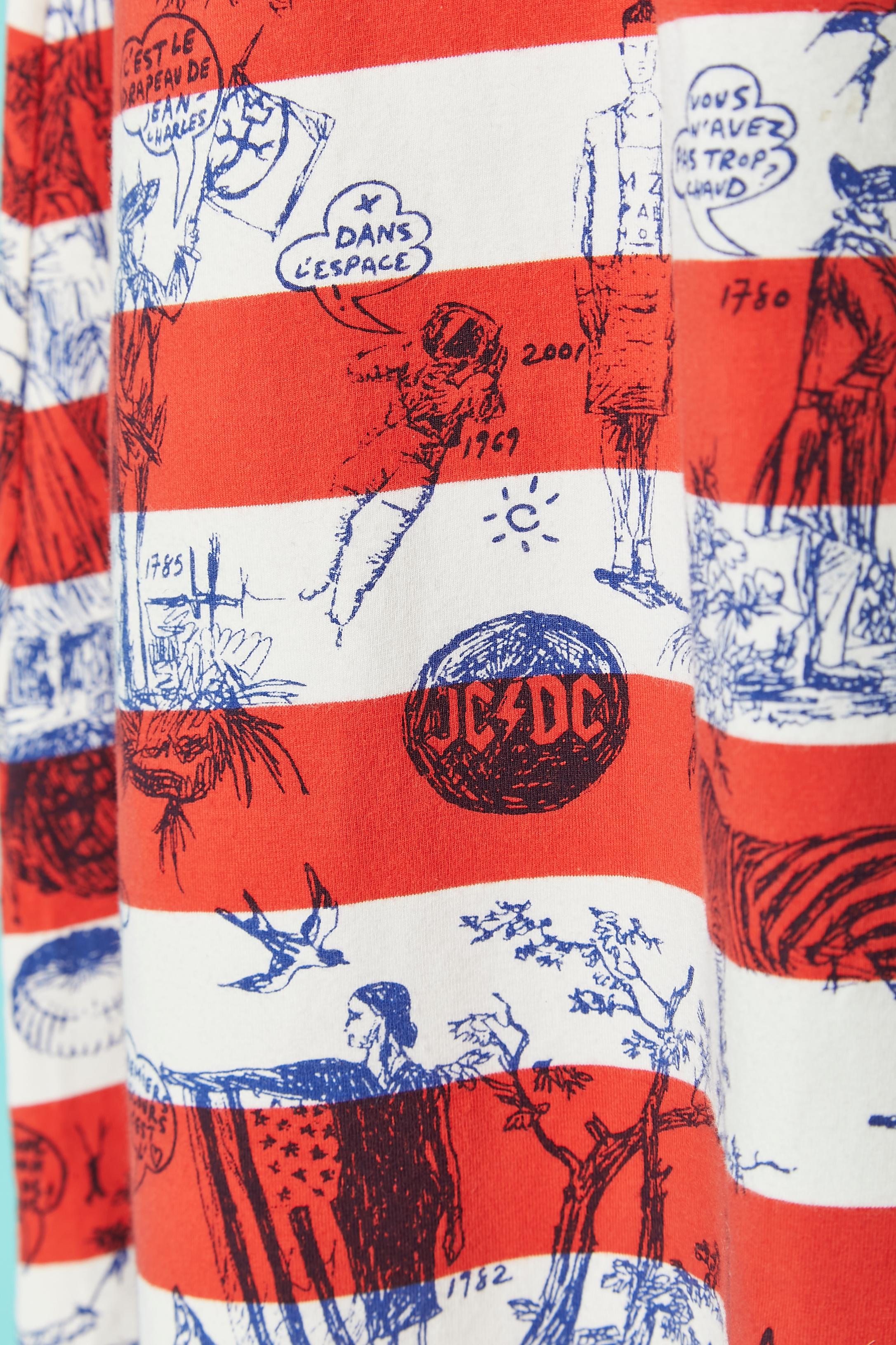 Ärmelloses Jersey-Kleid mit Zeichnung und französischem Flaggengürtel JC de Castelbajac im Angebot 1