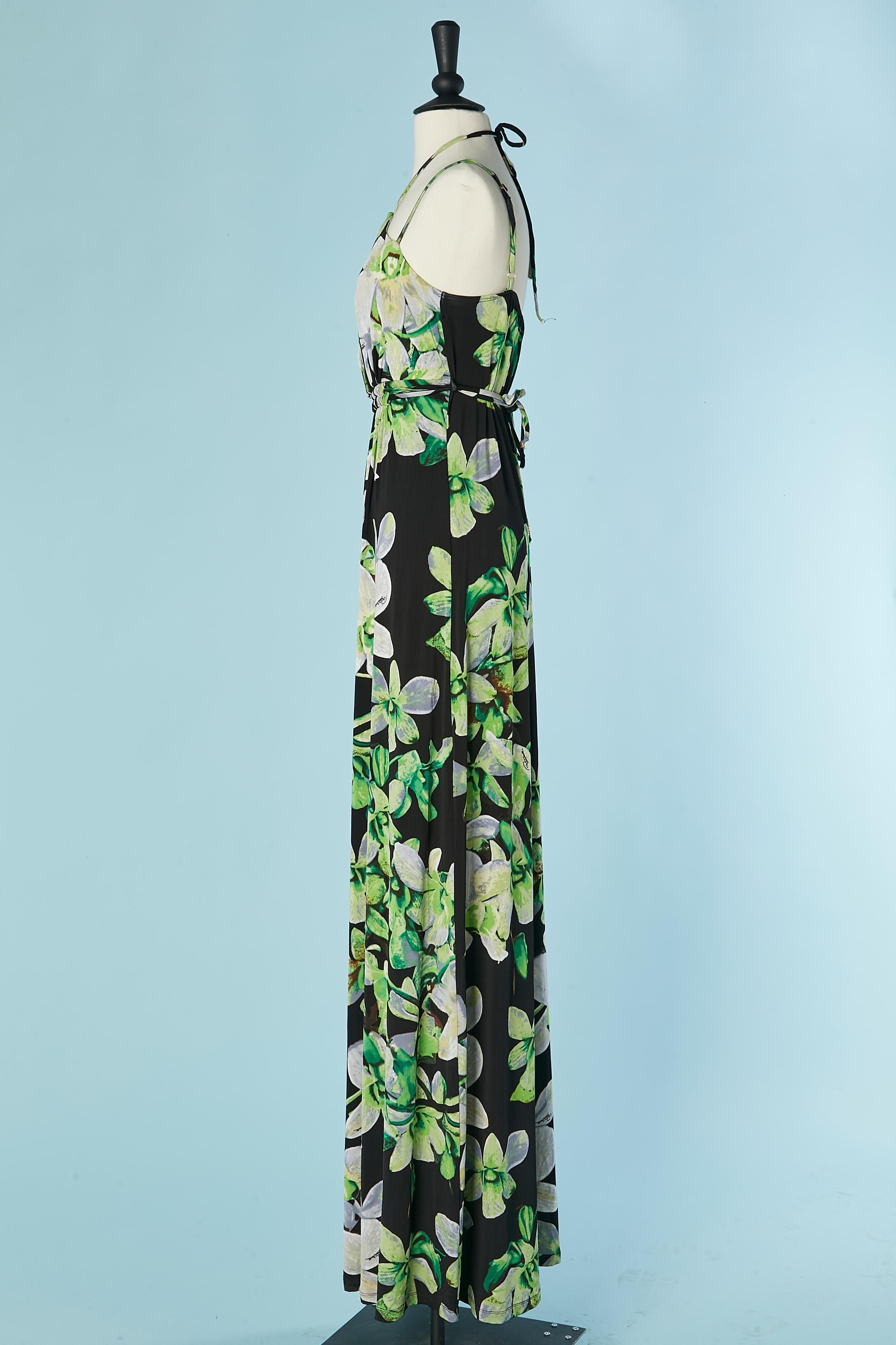 Sleeveless jersey jumpsuit with flower print ROBERTO CAVALLI New with tag For Sale 1