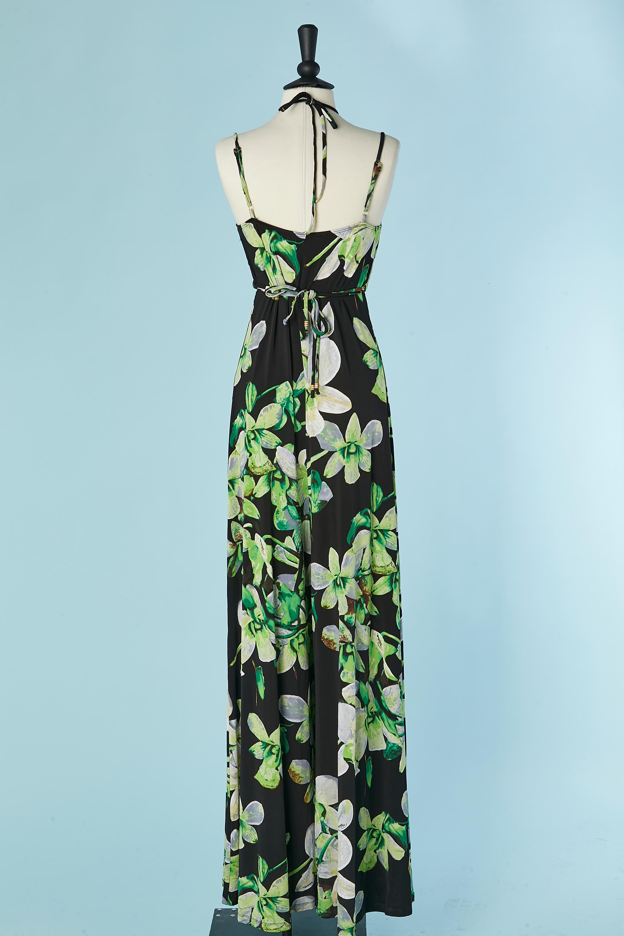 Sleeveless jersey jumpsuit with flower print ROBERTO CAVALLI New with tag For Sale 2