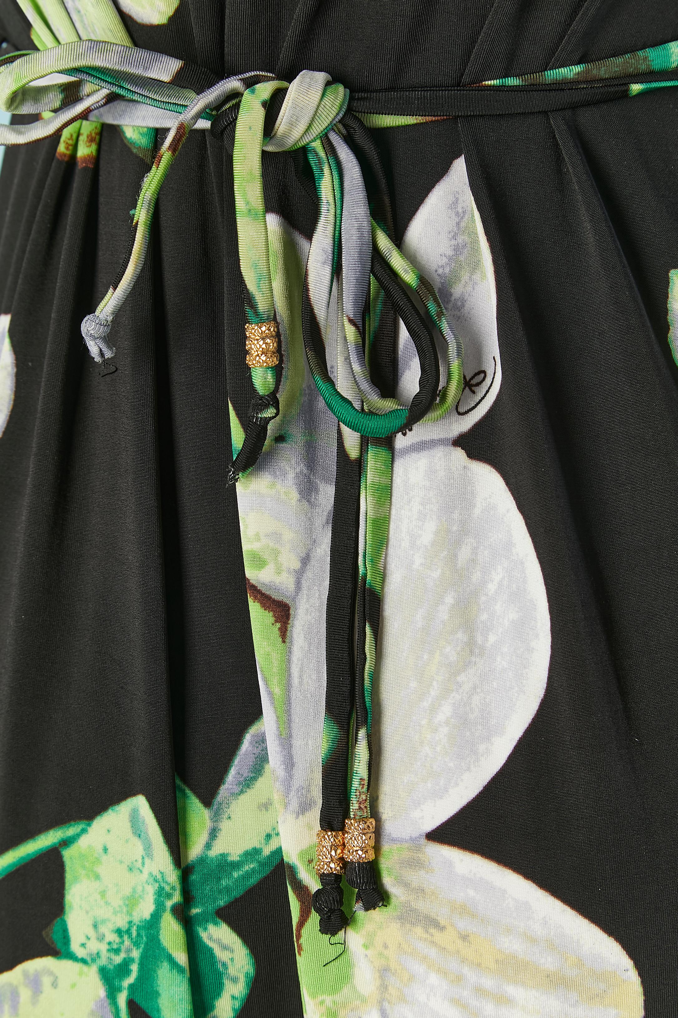 Sleeveless jersey jumpsuit with flower print ROBERTO CAVALLI New with tag For Sale 3
