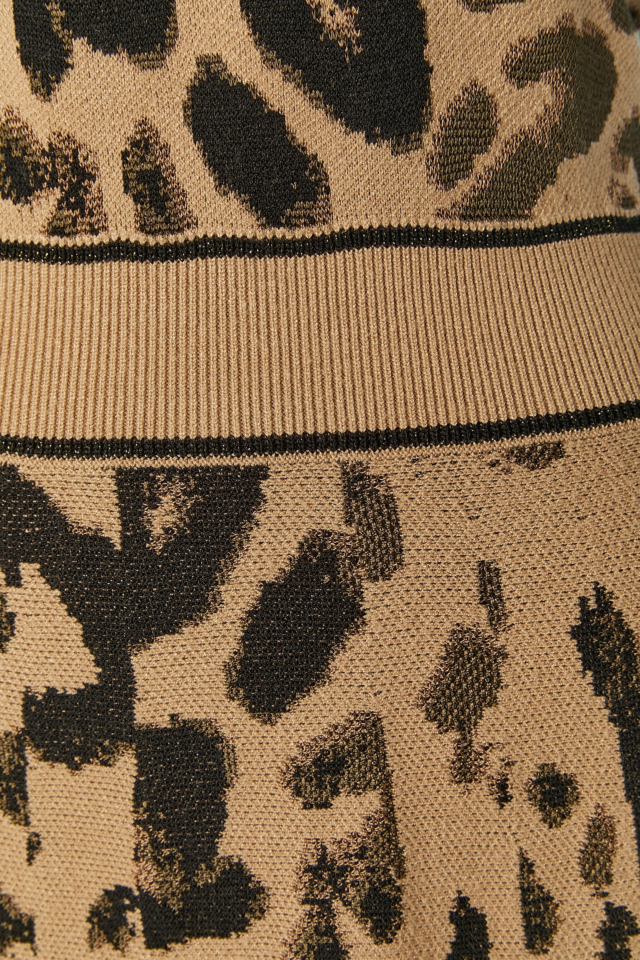 Brown Sleeveless knit jacquard dress with animal pattern RACHEL For Sale