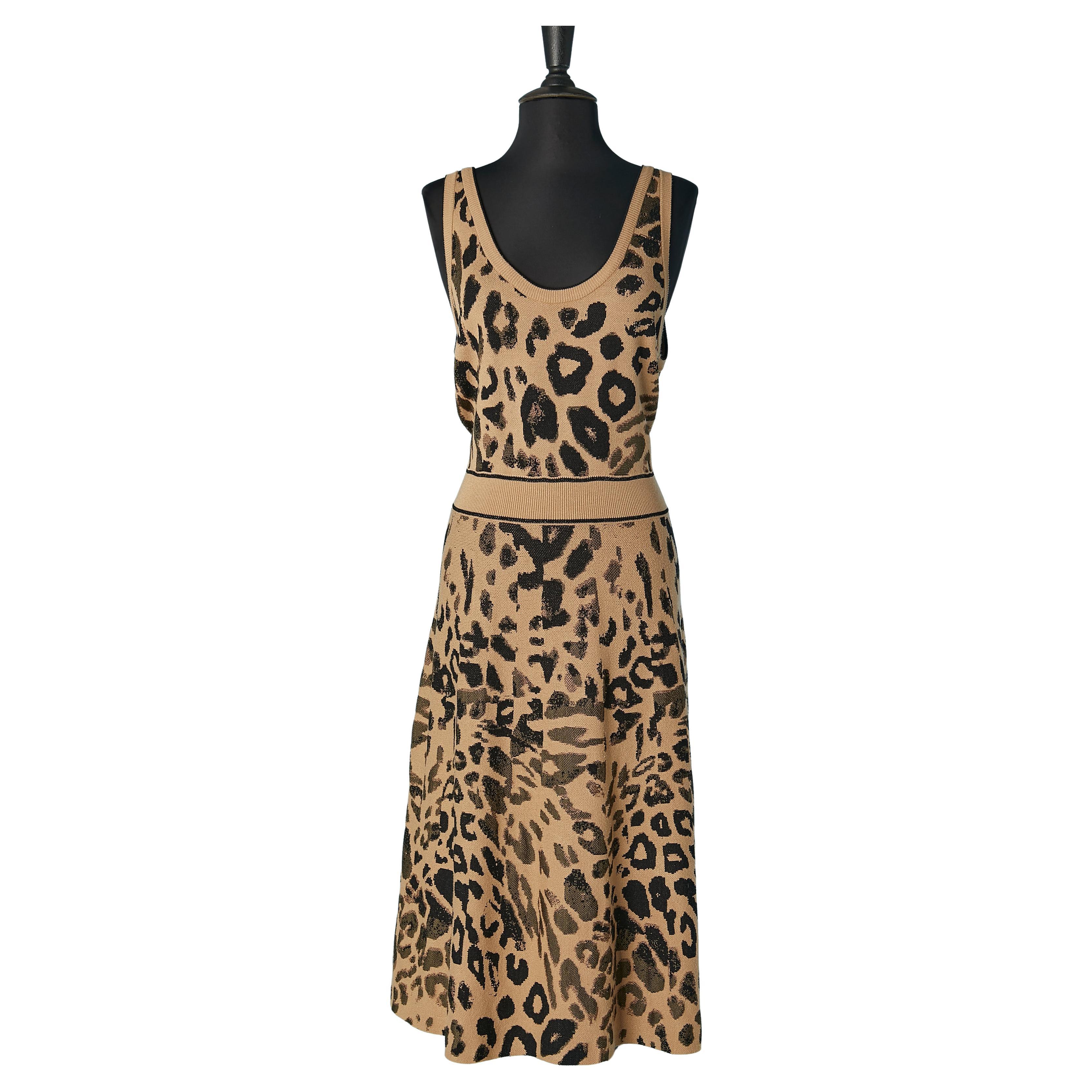 Sleeveless knit jacquard dress with animal pattern RACHEL For Sale