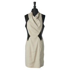 Robe sans manches en lin et cuir Helmut Lang