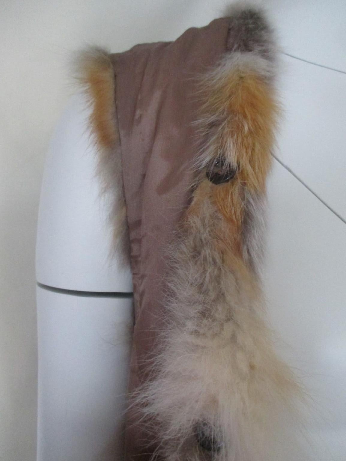Sleeveless Long Soft Red Fox Fur Reversible Vest 3