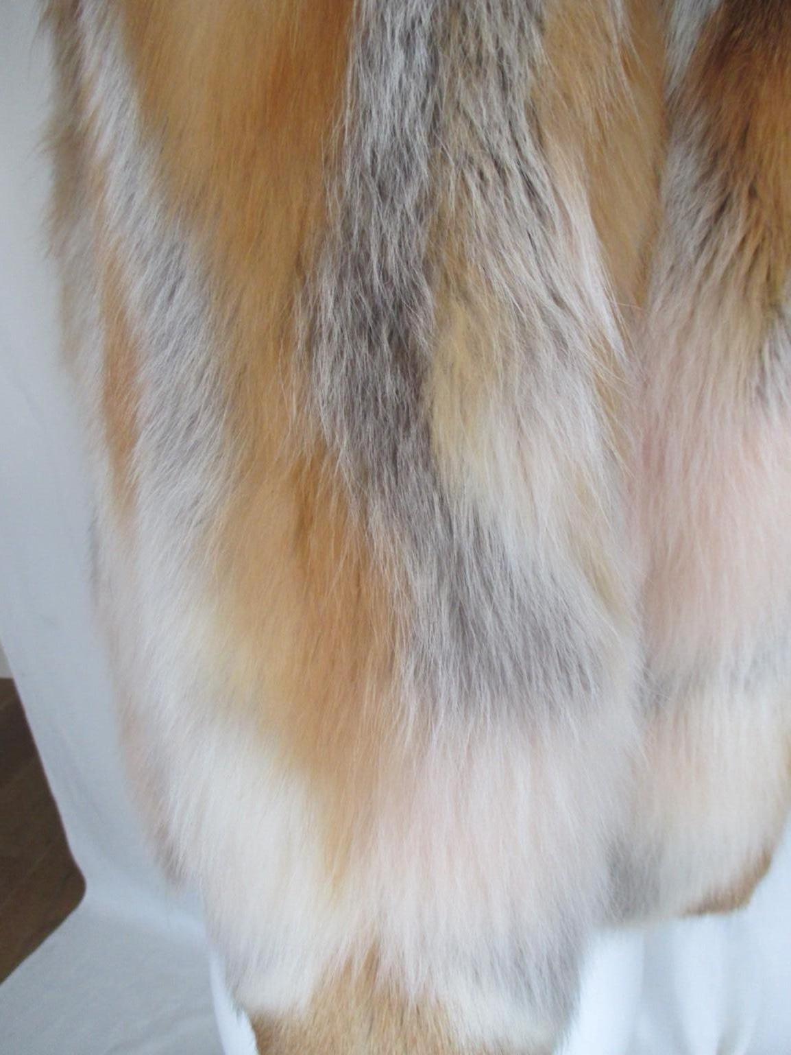 Sleeveless Long Soft Red Fox Fur Reversible Vest 4