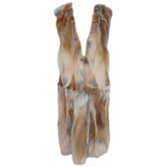 Vintage Sleeveless Long Soft Red Fox Fur Reversible Vest