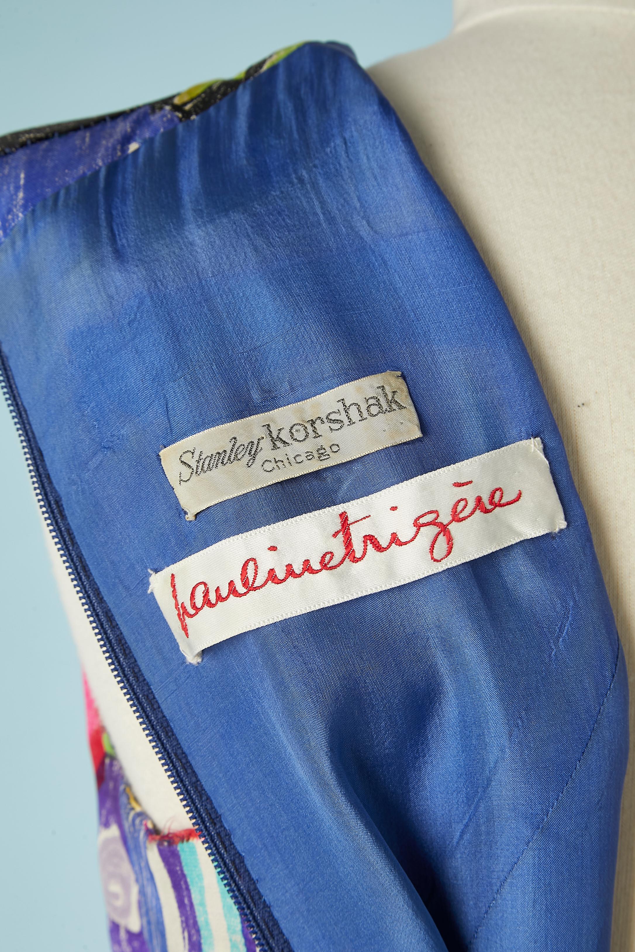 Sleeveless maxi dress in printed silk Pauline Trigère Circa 1970's For Sale 1