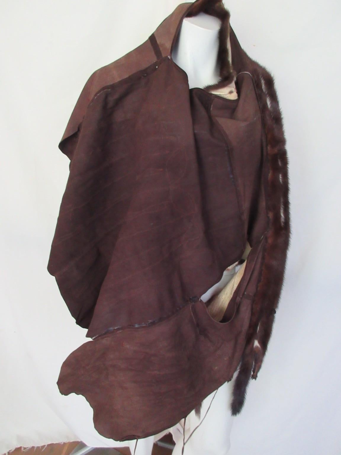 Sleeveless Mink Fur Suede Leather Vest Fringe For Sale 2