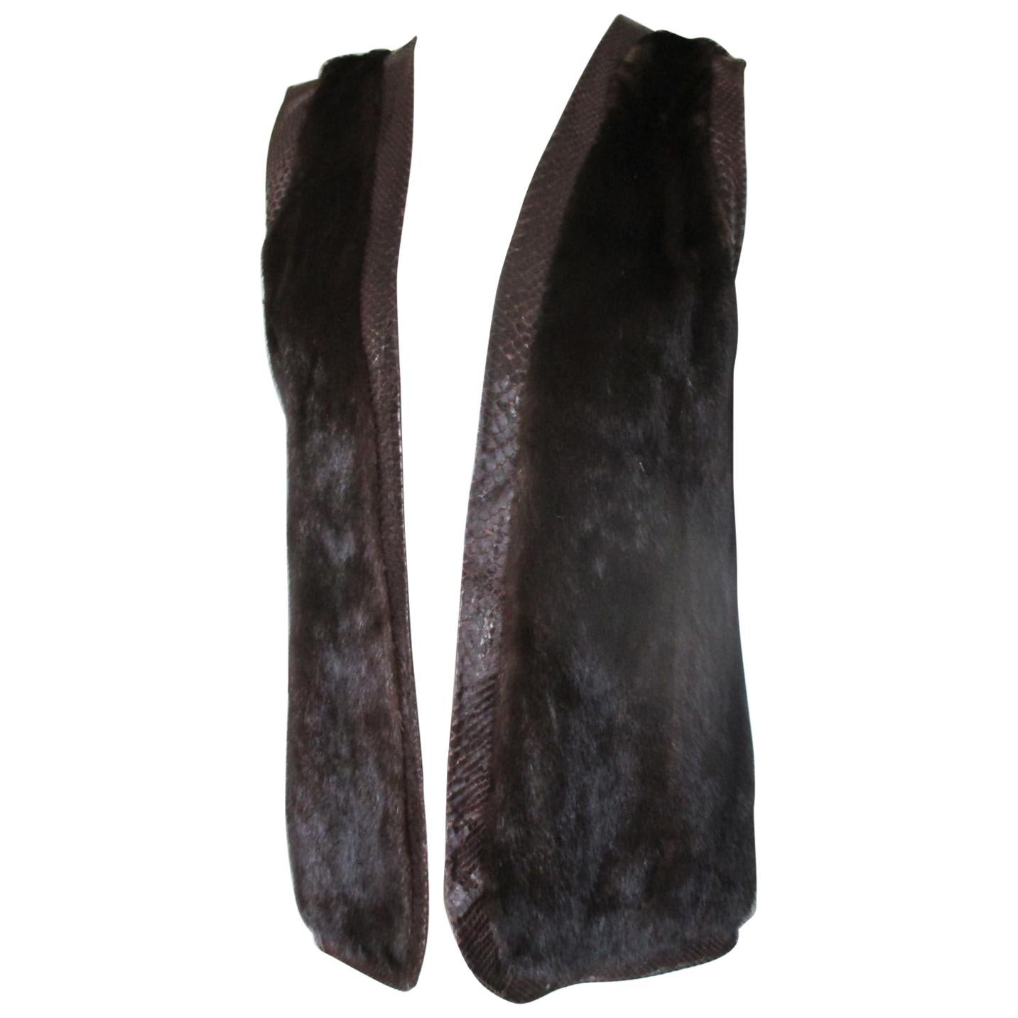 Sleeveless Brown Mink Fur Vest  For Sale