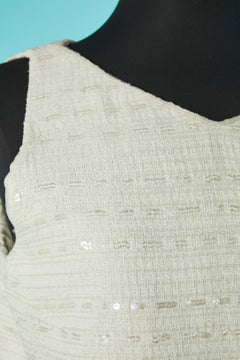 Sleeveless off-white tweed and sequin top Chanel