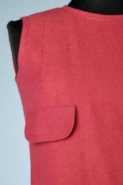 Sleeveless pink wool cocktail dress Guy Laroche Circa 1960's