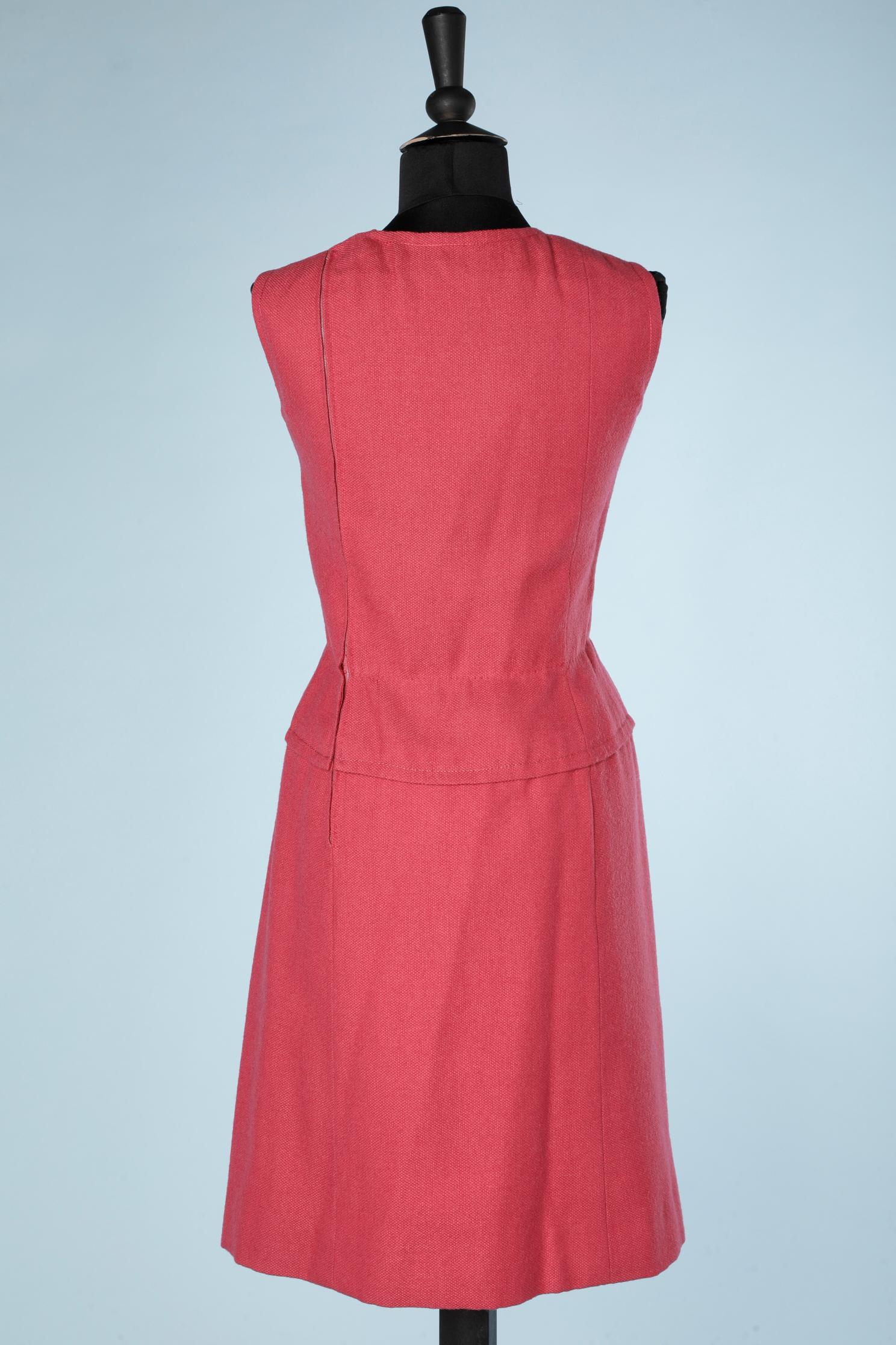 Women's Sleeveless pink wool cocktail dress Guy Laroche Circa 1960's  For Sale