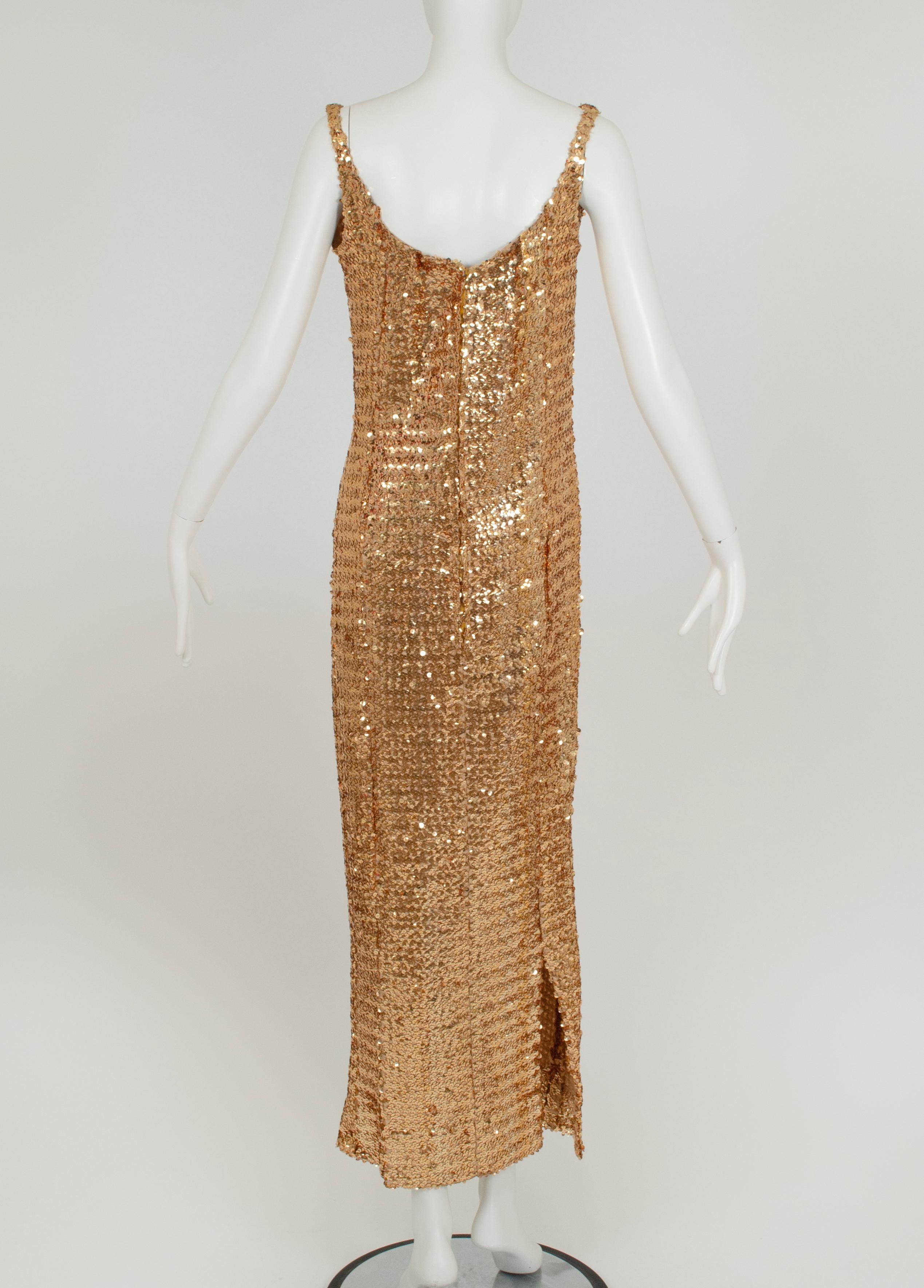 Robe sans manches plongeante à paillettes Goldfinger Oscar avec dos échancré - M, années 1960 Pour femmes en vente
