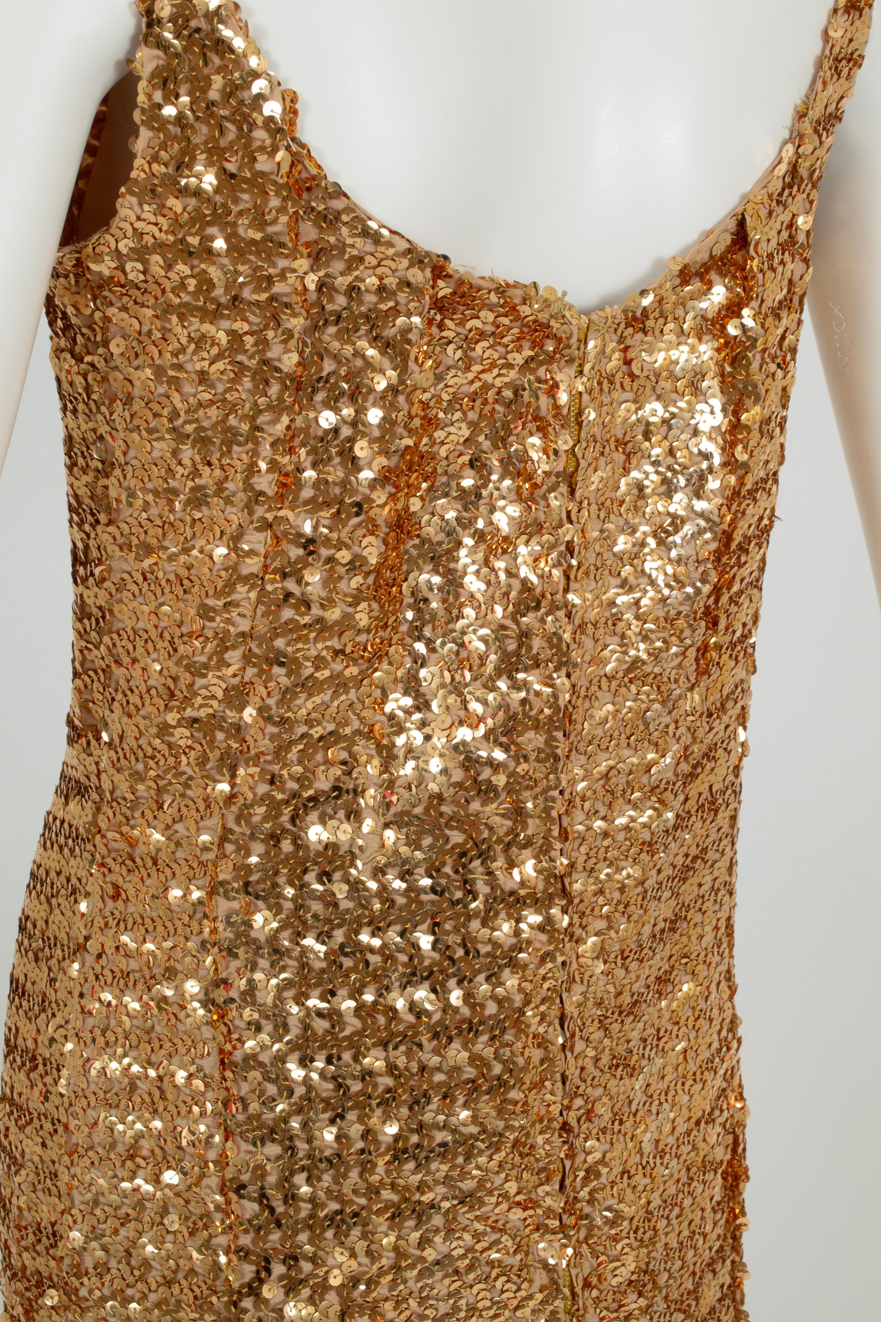 Robe sans manches plongeante à paillettes Goldfinger Oscar avec dos échancré - M, années 1960 en vente 3