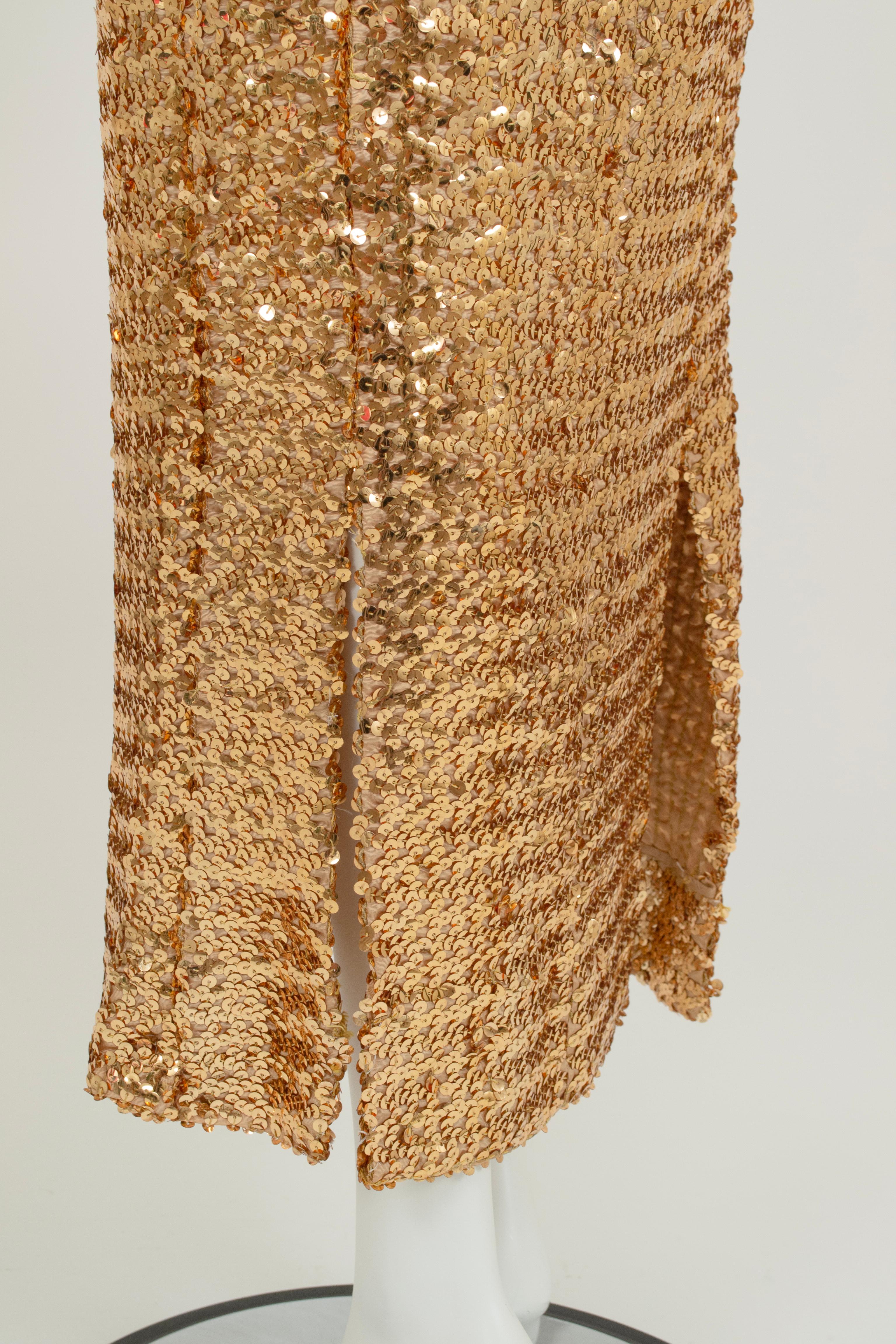 Robe sans manches plongeante à paillettes Goldfinger Oscar avec dos échancré - M, années 1960 en vente 4