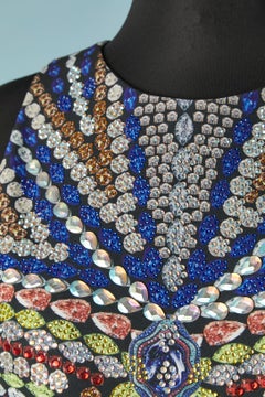 Sleeveless printed cocktail dress with rhinestone embellishement Gai Mattiolo