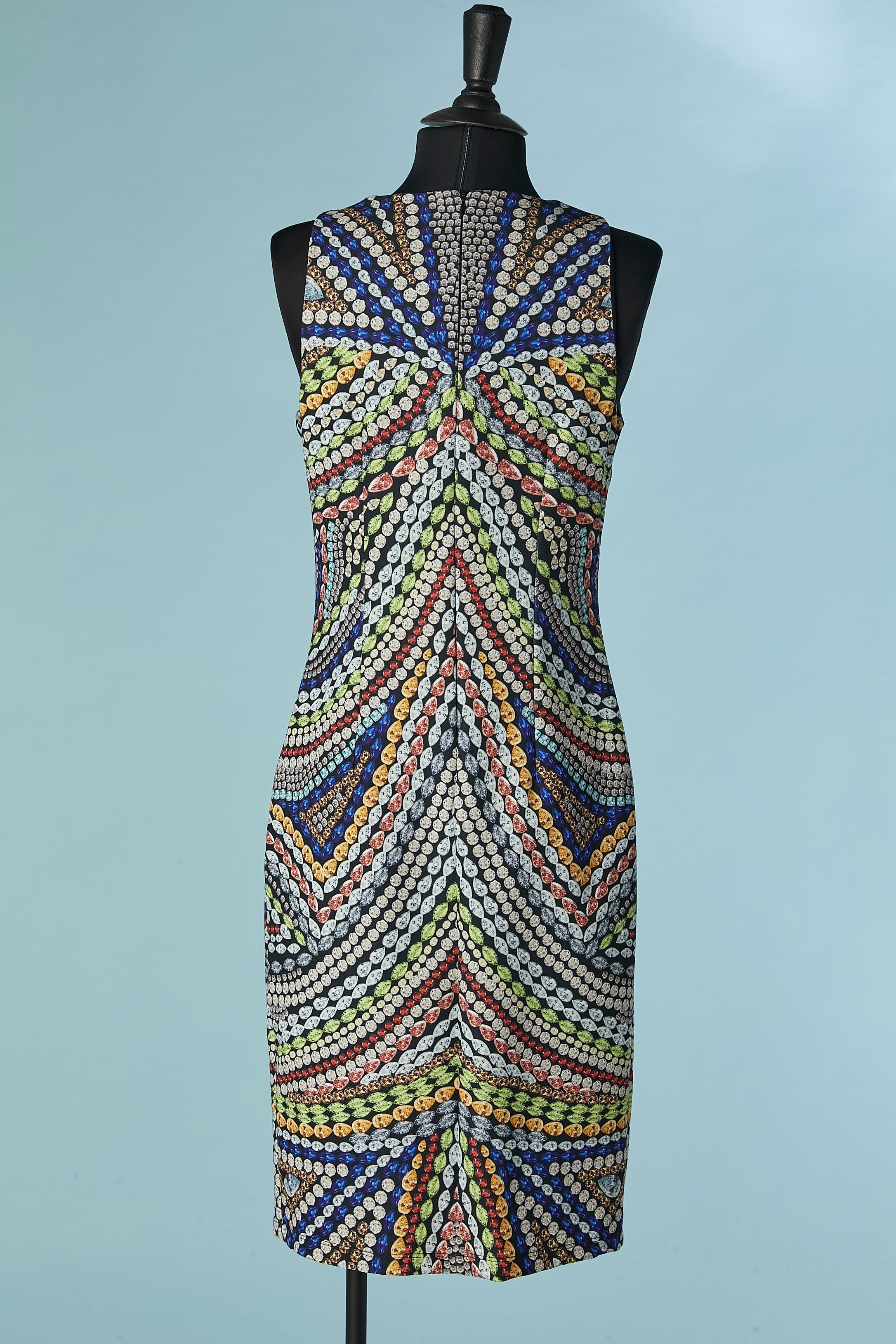 Sleeveless printed cocktail dress with rhinestone embellishement Gai Mattiolo  For Sale 2