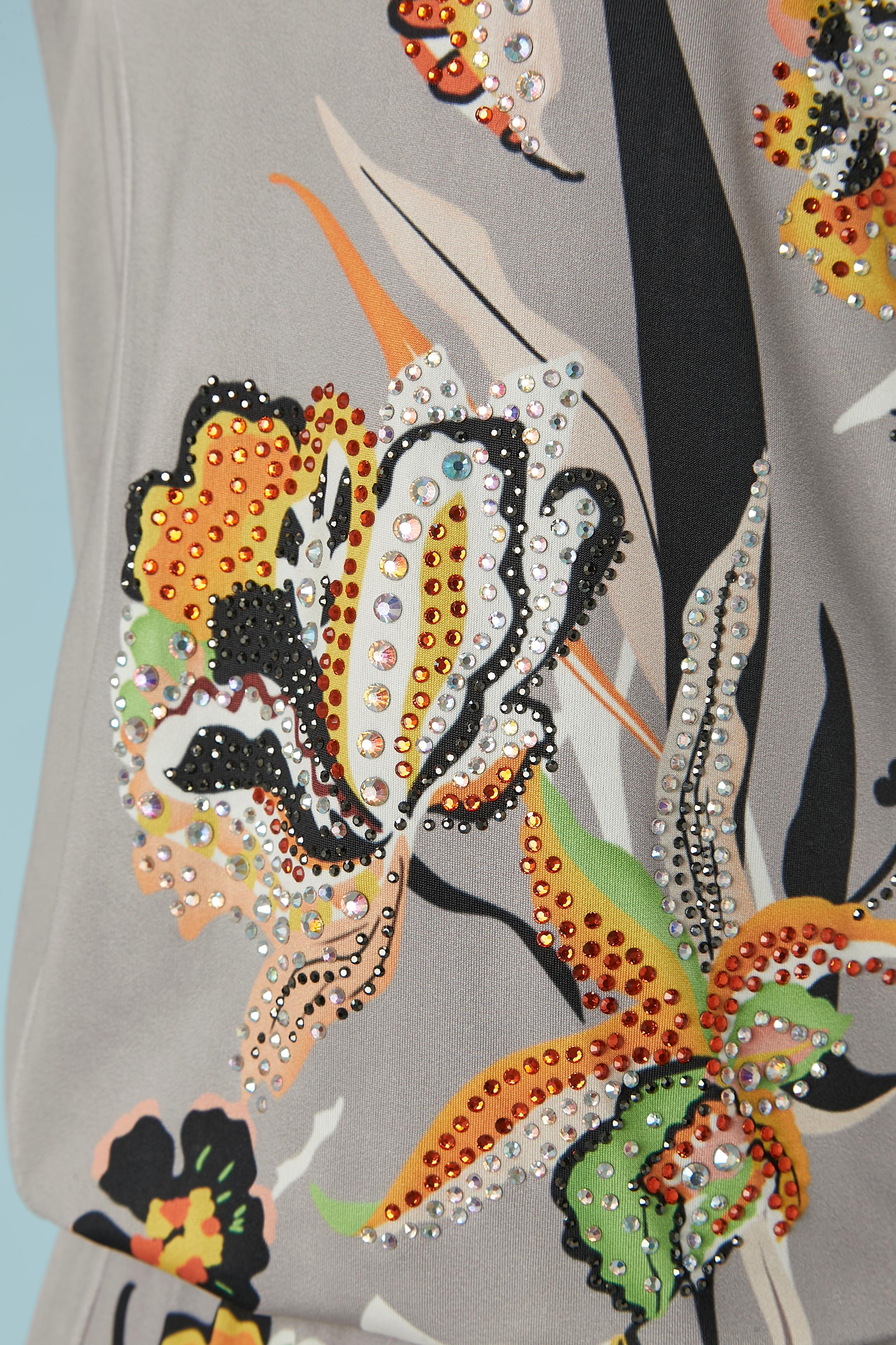 Vestido de noche estampado sin mangas con pedrería  Gai Mattiolo Amar para amar en Excelente estado para la venta en Saint-Ouen-Sur-Seine, FR