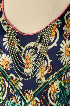 Sleeveless printed jersey beaded evening dress MIMI LIBERTE by MICHEL KLEIN