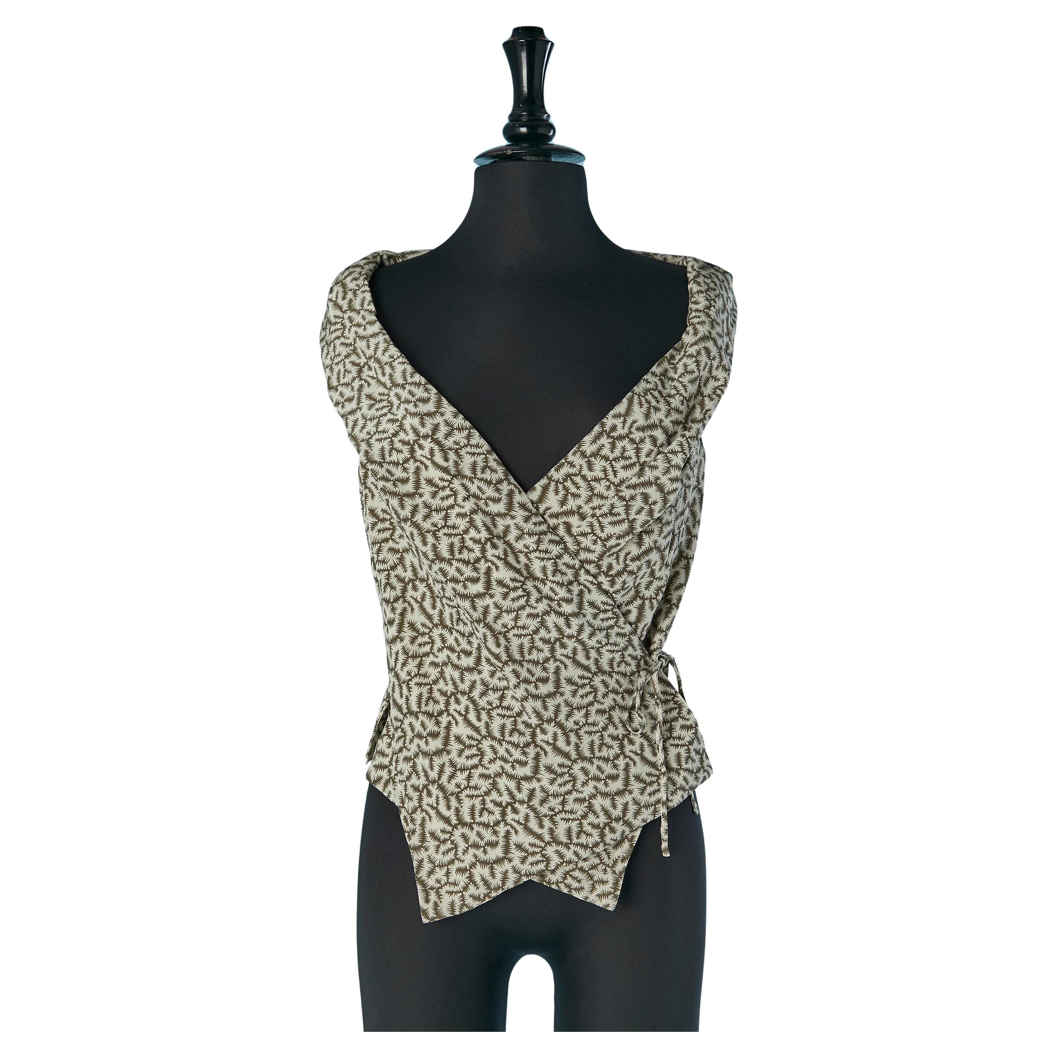 Sleeveless printed wrap silk top Red Label by Vivienne Westwood For Sale
