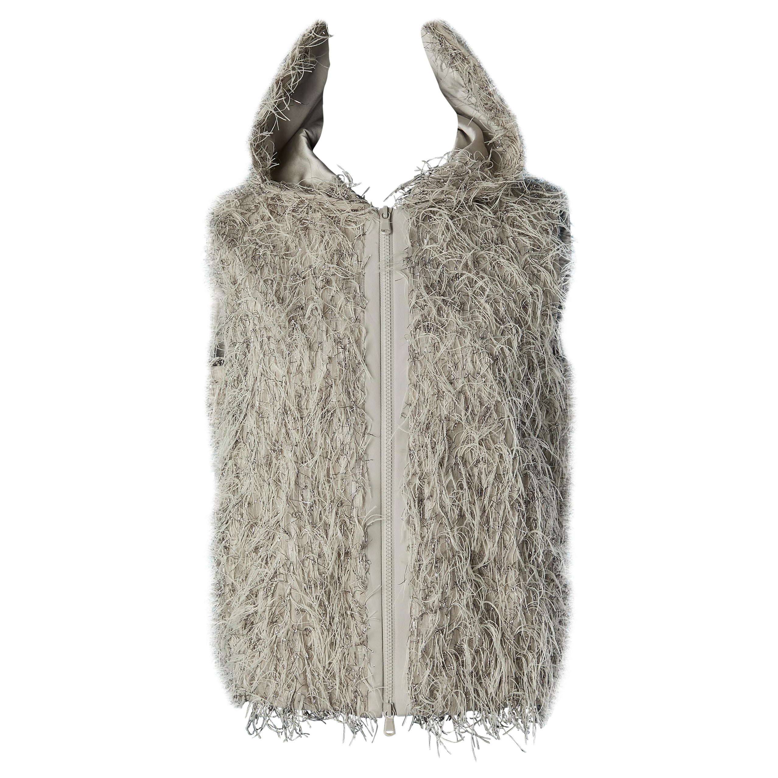 Veste matelassée sans manches avec capuche et fils cheveux Brunello Cucinelli
