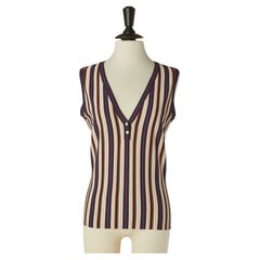 Sleeveless rayon top with stripe pattern ALAIA